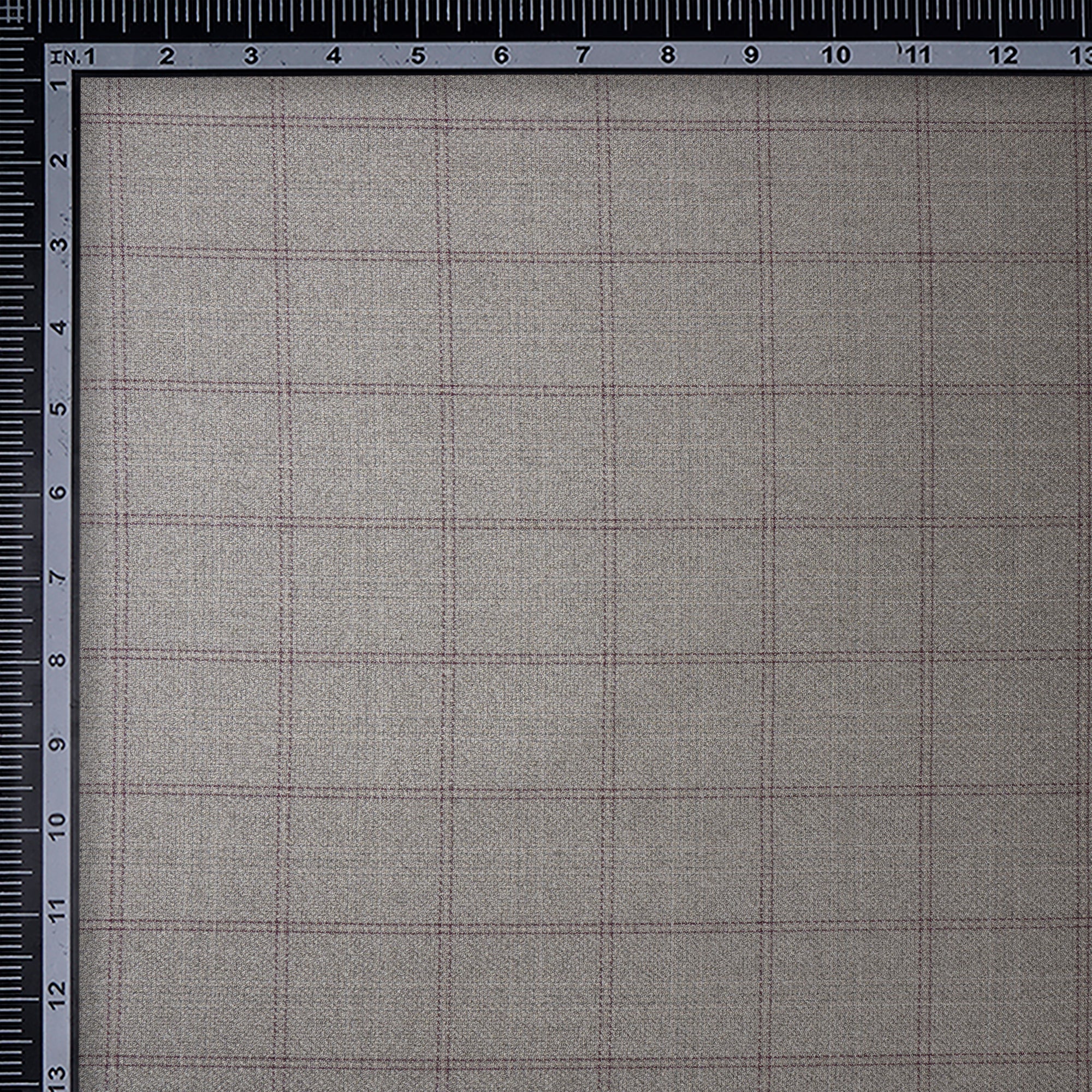 Beige Check Pattern Woolen Tweed Fabric