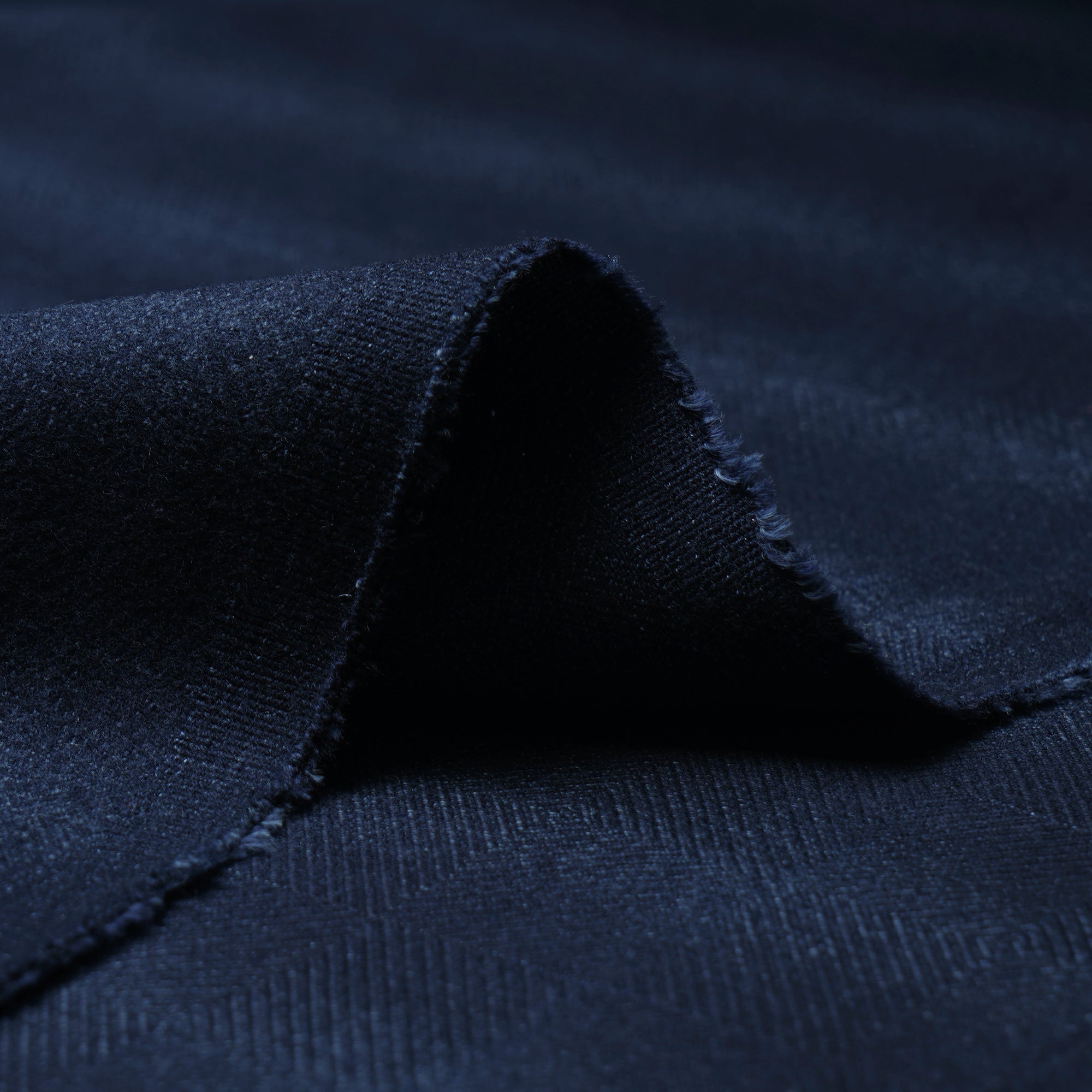 Dark Blue Check Pattern Woolen Tweed Fabric