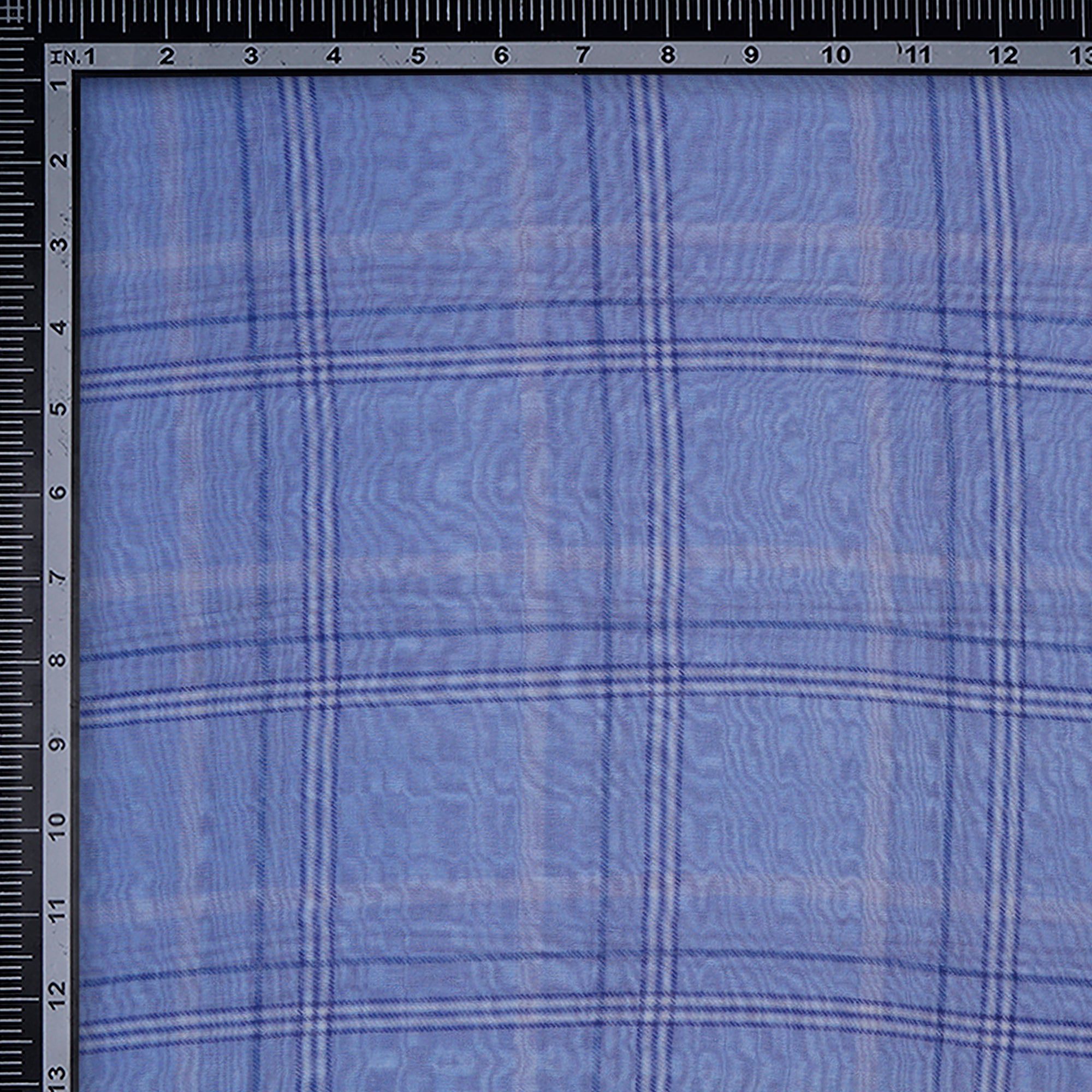 (Pre-Cut 2.60 Mtr)Allure Check Pattern Digital Printed Silk-Cotton Fabric