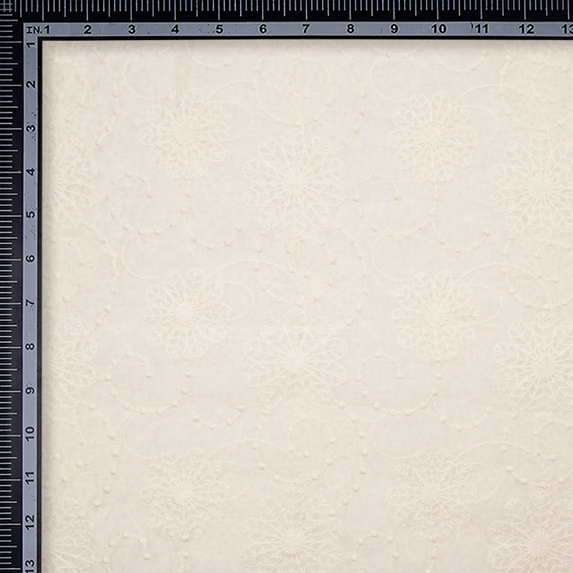 (Pre-Cut 3.00 Mtr)White Color Embroidered Fine Chanderi Fabric