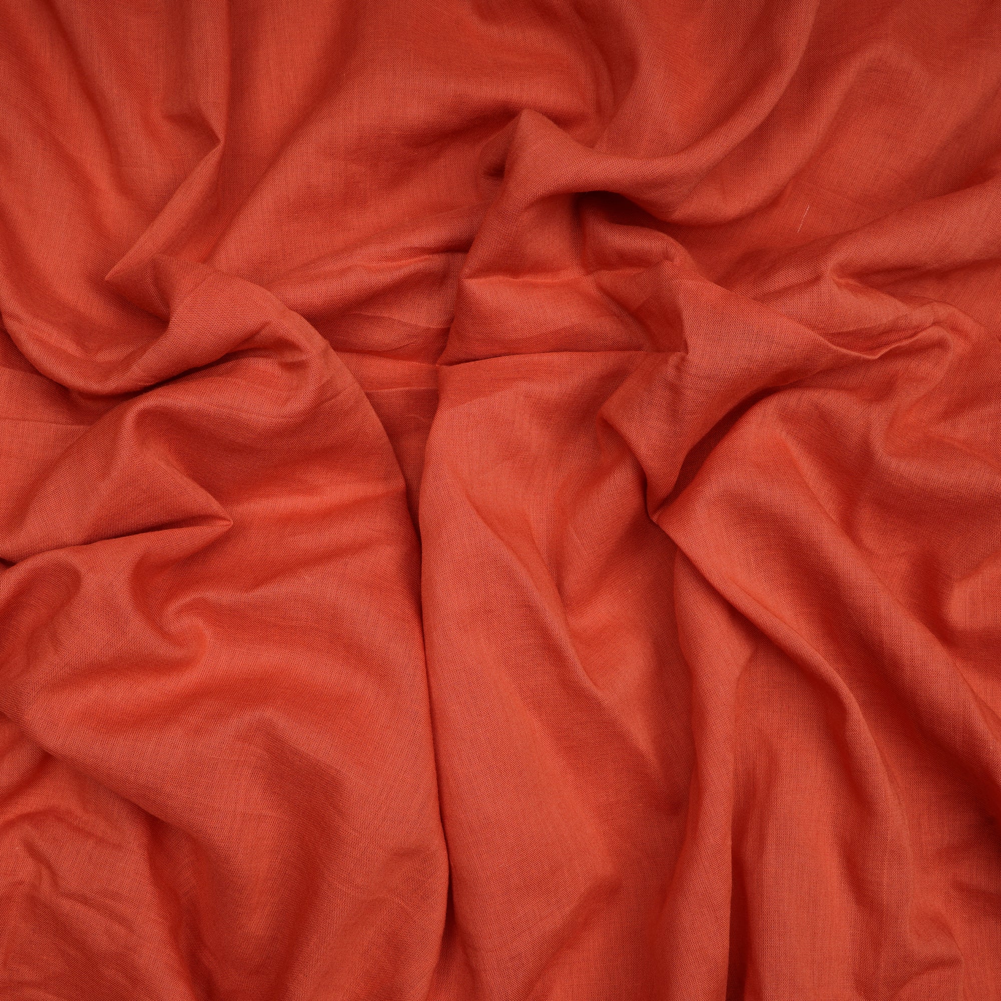 (Pre-Cut 1.90 Mtr)Dark Orange Color Cotton Voile Fabric