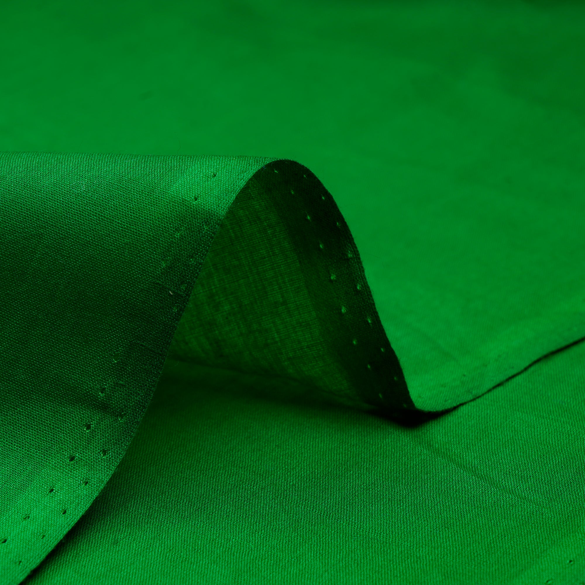 (Pre-Cut 2.55 Mtr)Green Piece Dyed Plain Cotton Voile Fabric