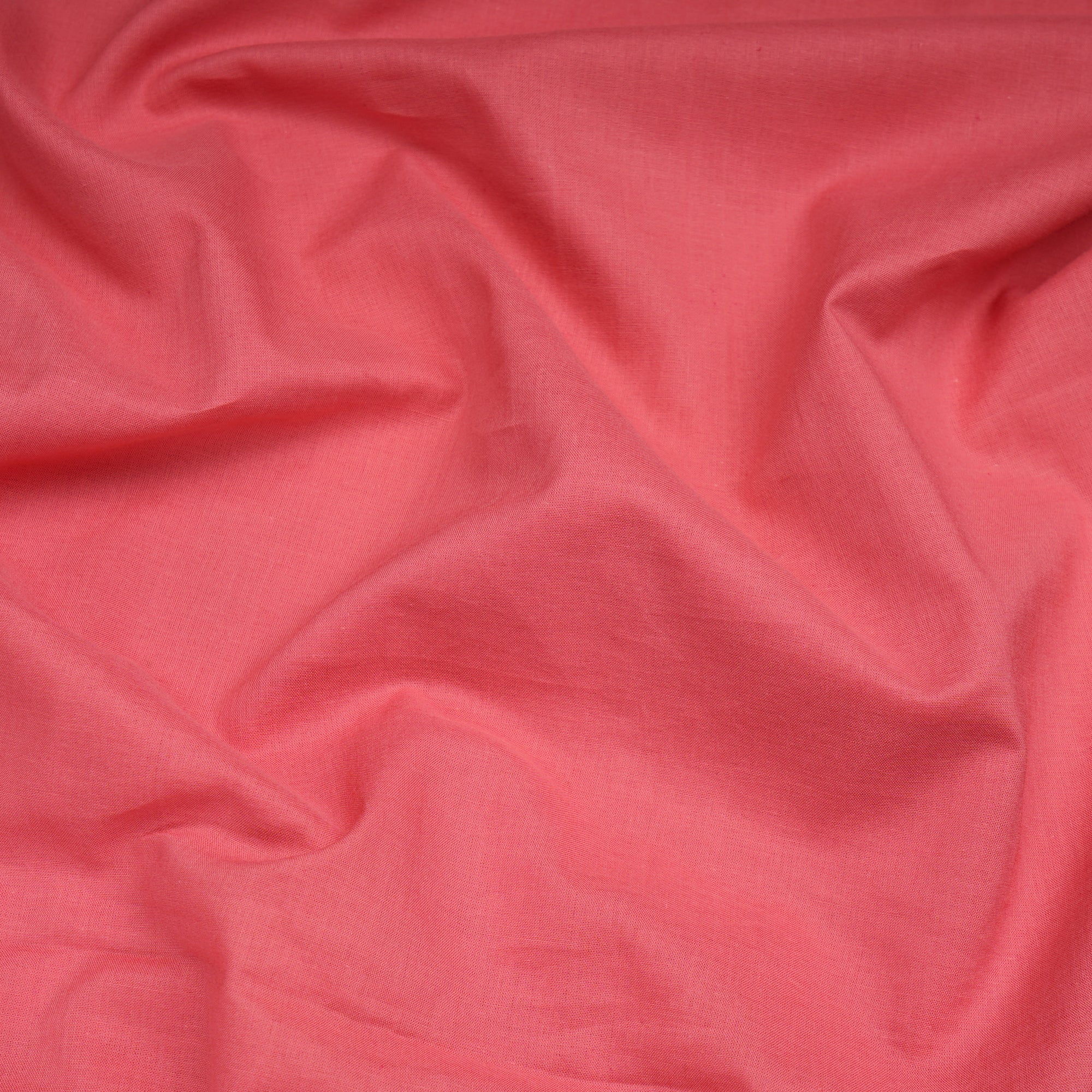 (Pre-Cut 2.65 Mtr)Sun Kissed Coral Piece Dyed Plain Cotton Cambric Fabric