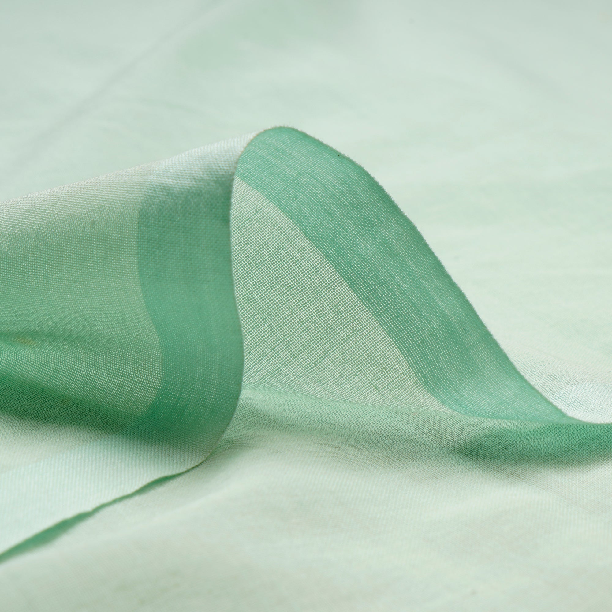 (Pre Cut 0.70 Mtr )Mint Green Mill Dyed High Twist 2x2 Cotton Voile Fabric