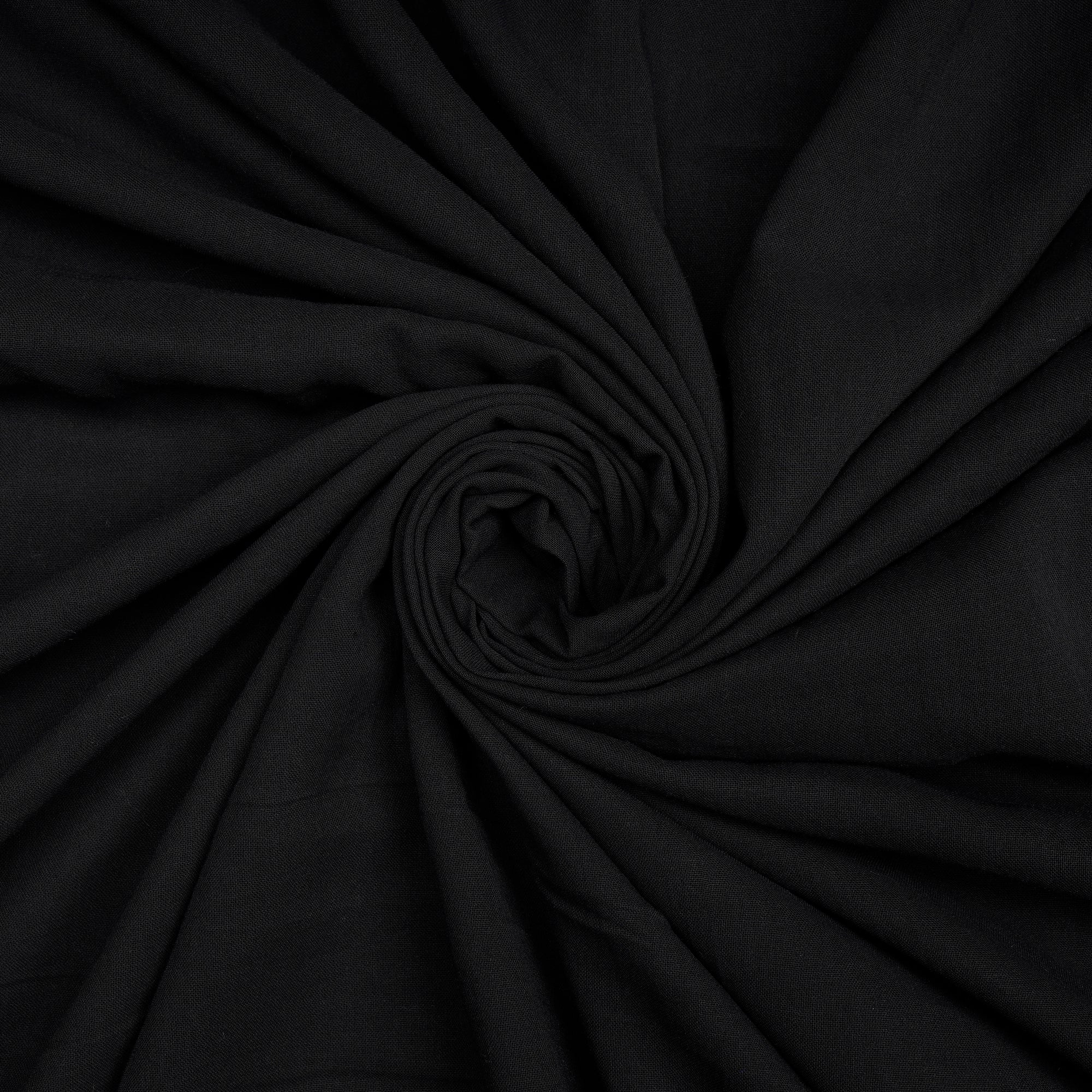 (Pre-Cut 2.00 Mtr)Black Piece Dyed High Twist 2x2 Cotton Voile Fabric