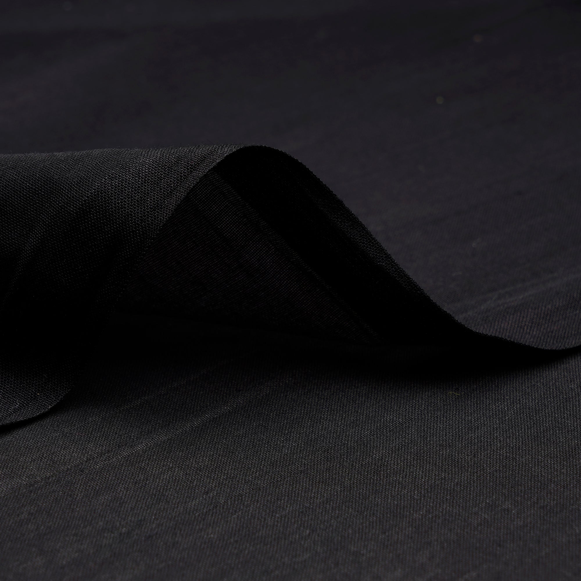 (Pre-Cut 2.00 Mtr)Black Piece Dyed High Twist 2x2 Cotton Voile Fabric