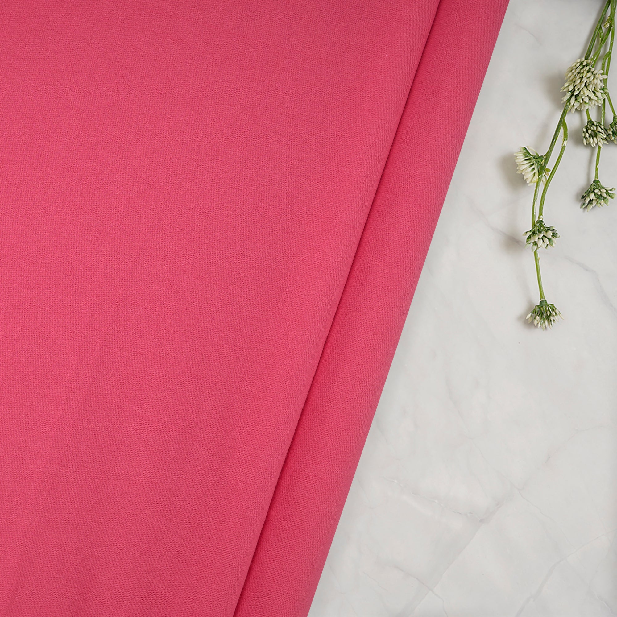 (Pre-Cut 2.60 Mtr)Hot Pink Piece Dyed Plain High Twist Cotton Voile Fabric