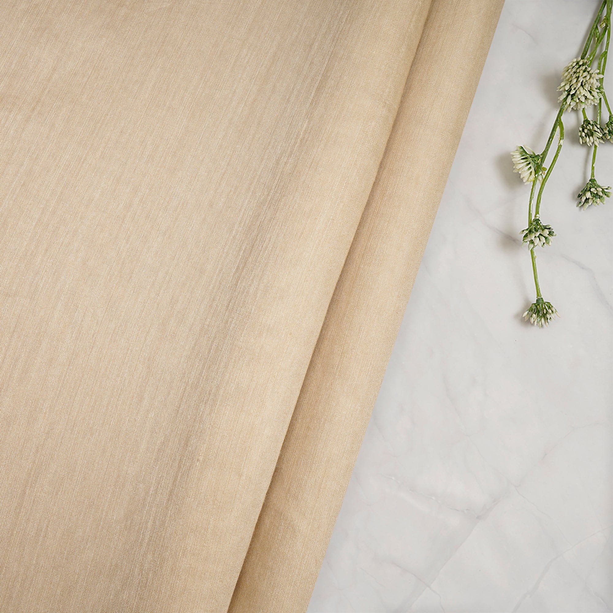 (Pre-Cut 1.60 Mtr)Beige Plain Pure Silk Fabric