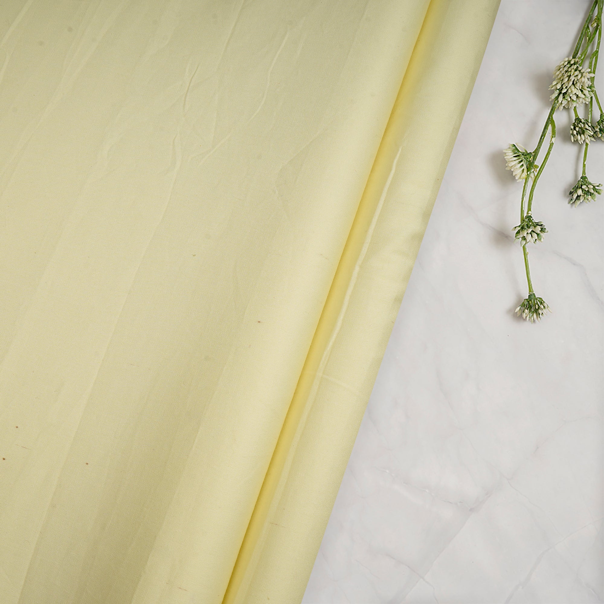 (Pre-Cut 2.10 Mtr)Light Yellow Color Cotton Poplin Lycra Fabric