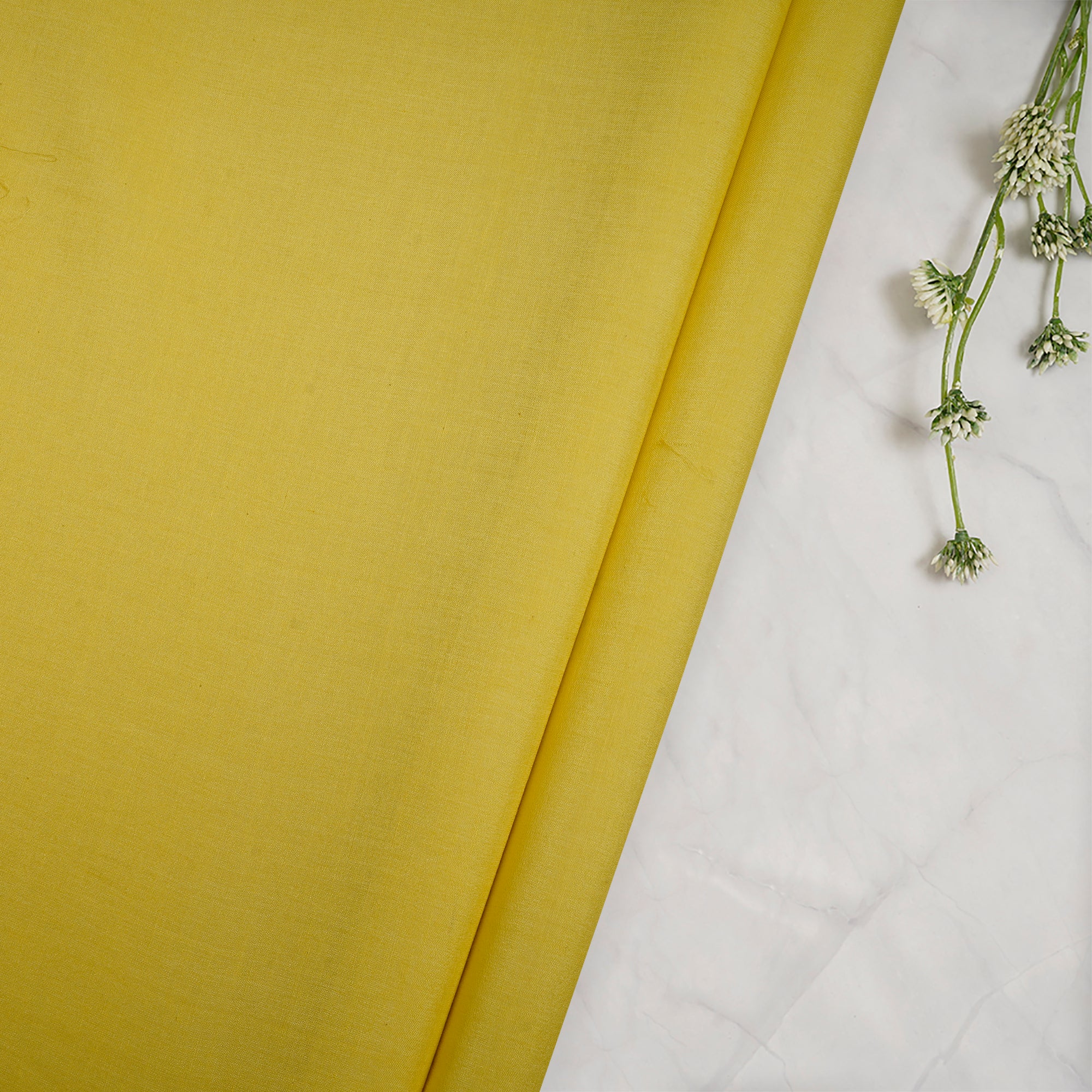 (Pre-Cut 0.90 Mtr)YellowTail Piece Dyed Plain Tusser Chanderi Fabric