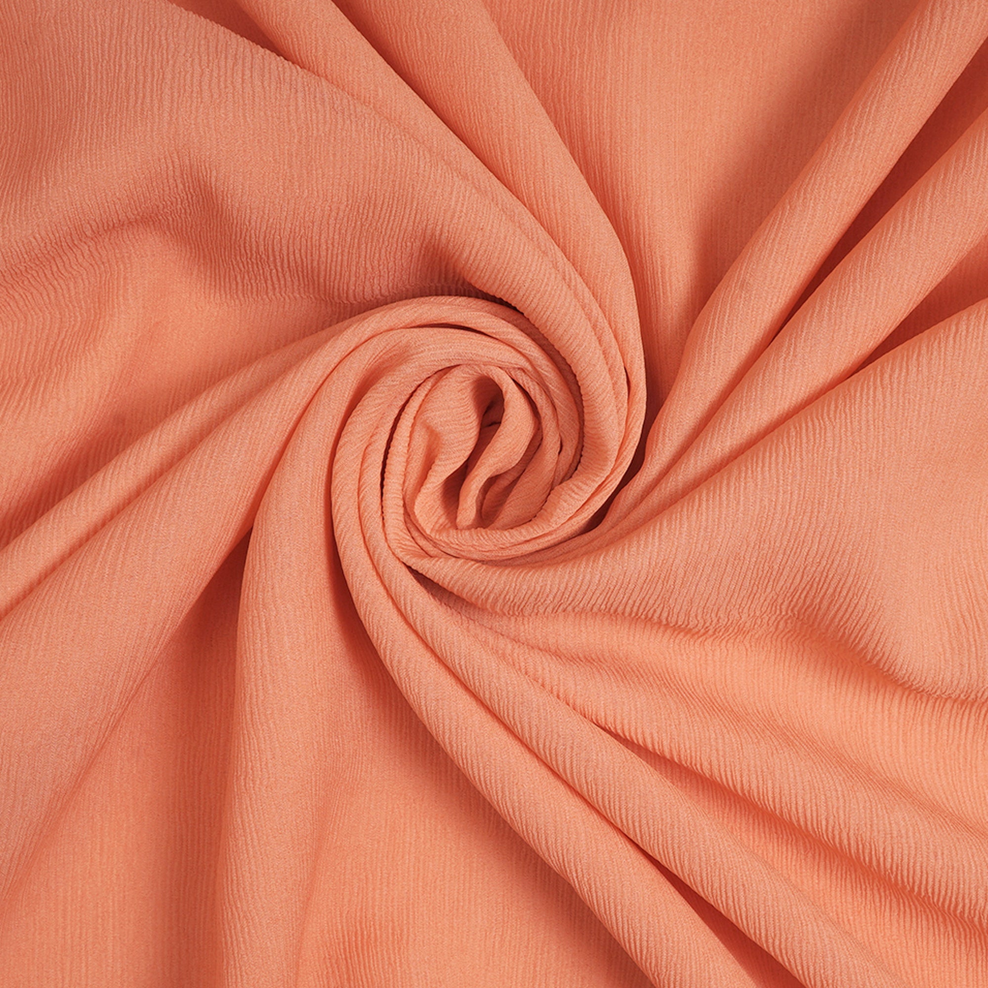 (Pre-Cut 3.75 Mtr)Coral Color Chiffon Silk Fabric