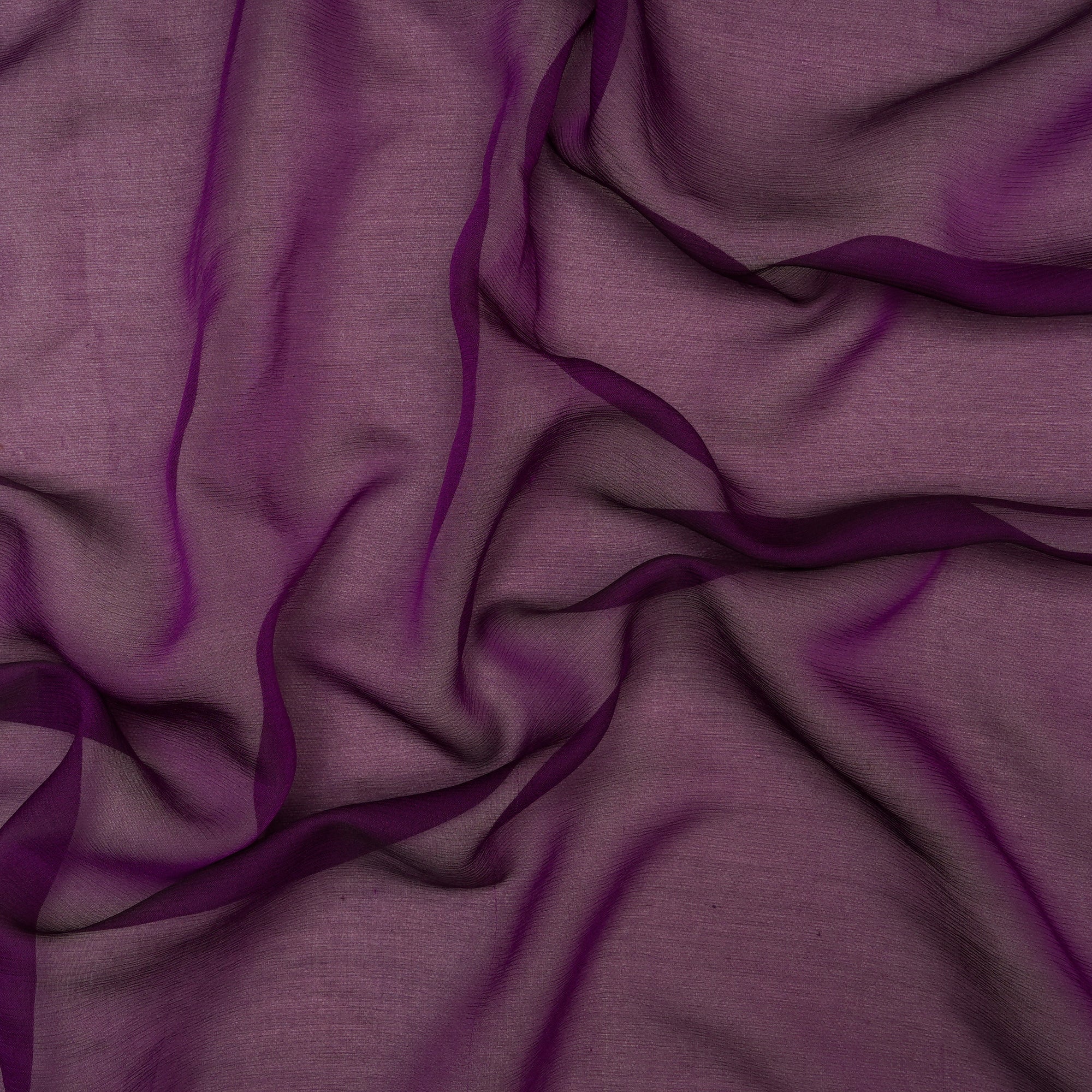 (Pre Cut 1 Mtr )Purple Color Yarn Dyed Chiffon Silk Fabric