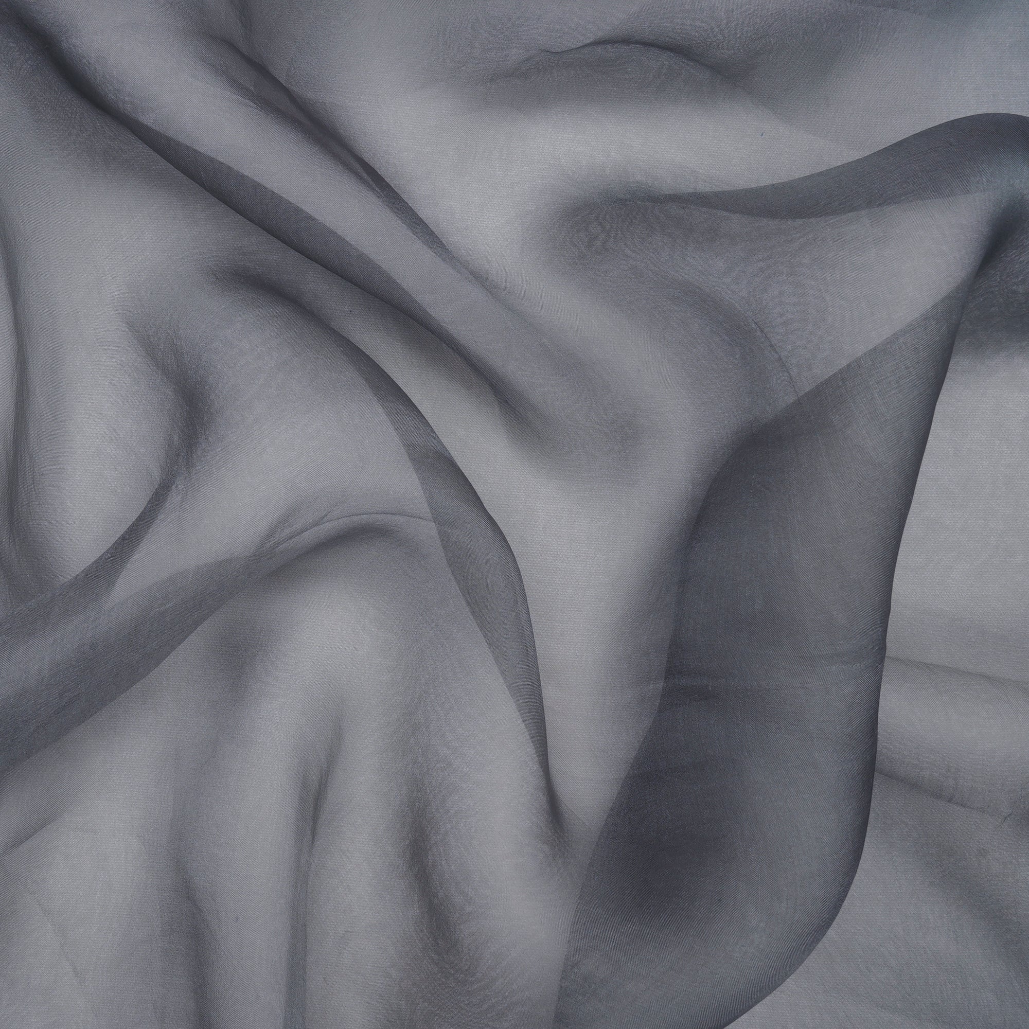 (Pre-Cut 1.20 Mtr)Grey Piece Dyed Plain Organza Silk Fabric