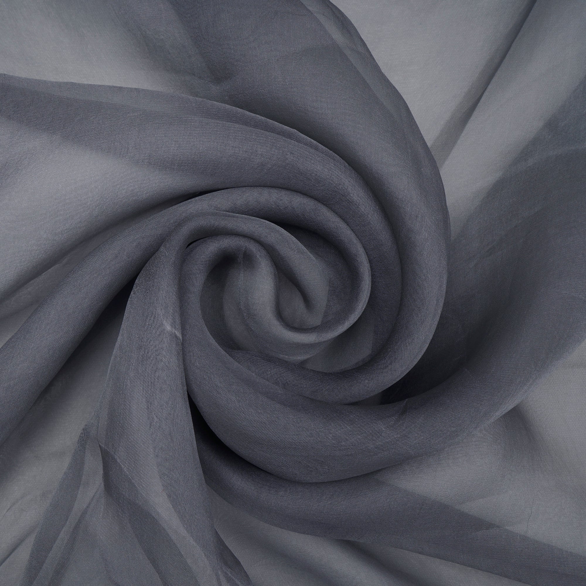 (Pre-Cut 1.20 Mtr)Grey Piece Dyed Plain Organza Silk Fabric