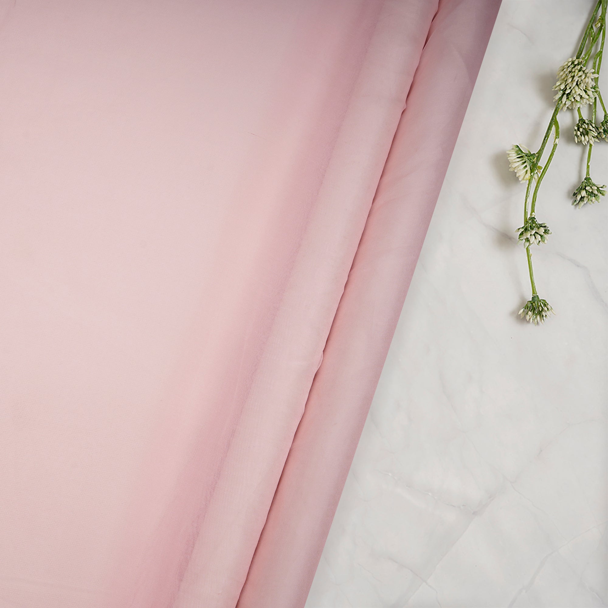 (Pre-Cut 2.45 Mtr)Light Pink Piece Dyed Plain Organza Silk Fabric