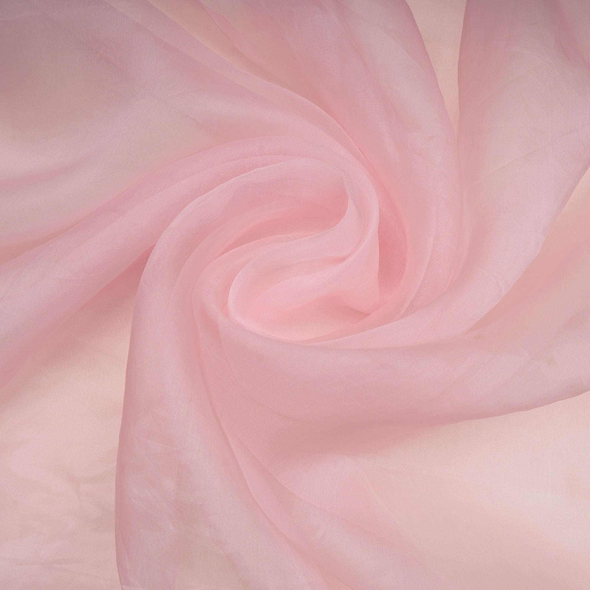 (Pre-Cut 2.45 Mtr)Light Pink Piece Dyed Plain Organza Silk Fabric