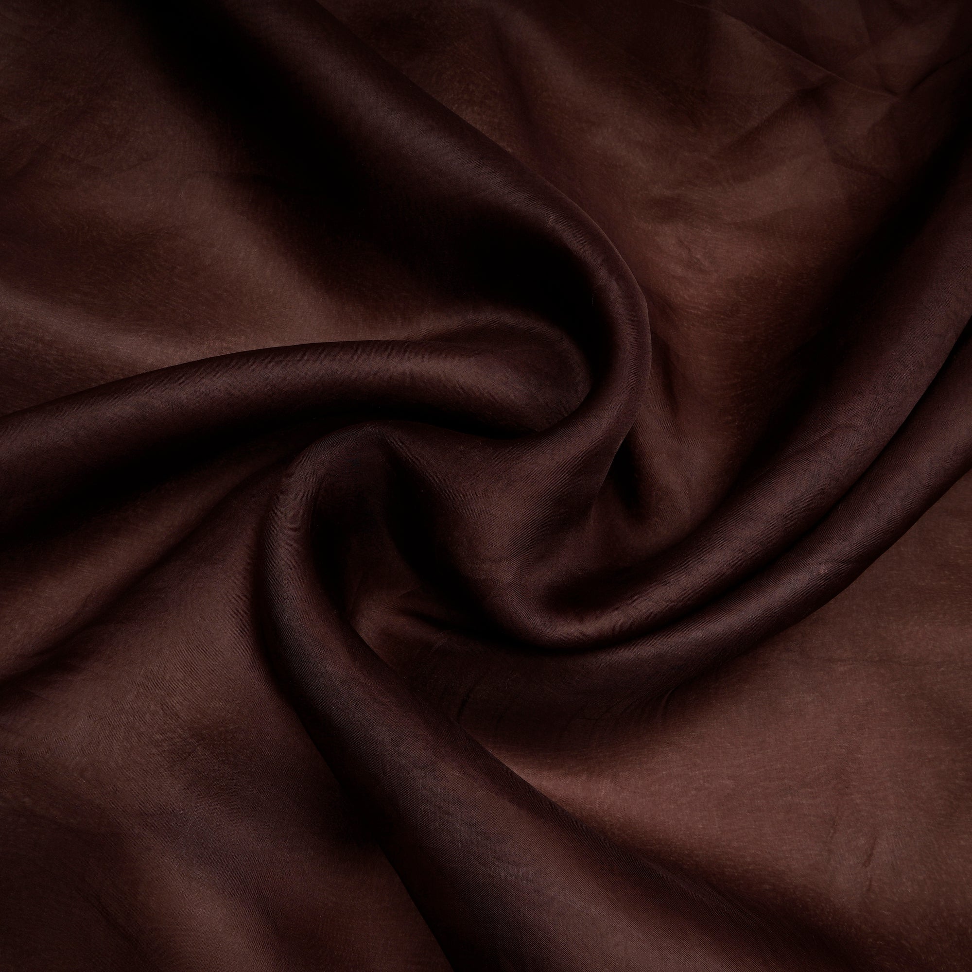 (Pre-Cut 3.90 Mtr)Brown Piece Dyed Organza Silk Fabric