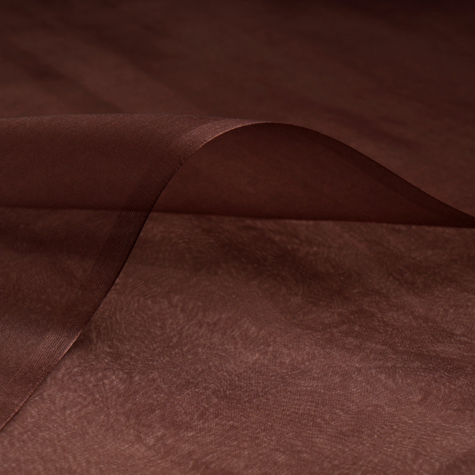 (Pre-Cut 3.90 Mtr)Brown Piece Dyed Organza Silk Fabric