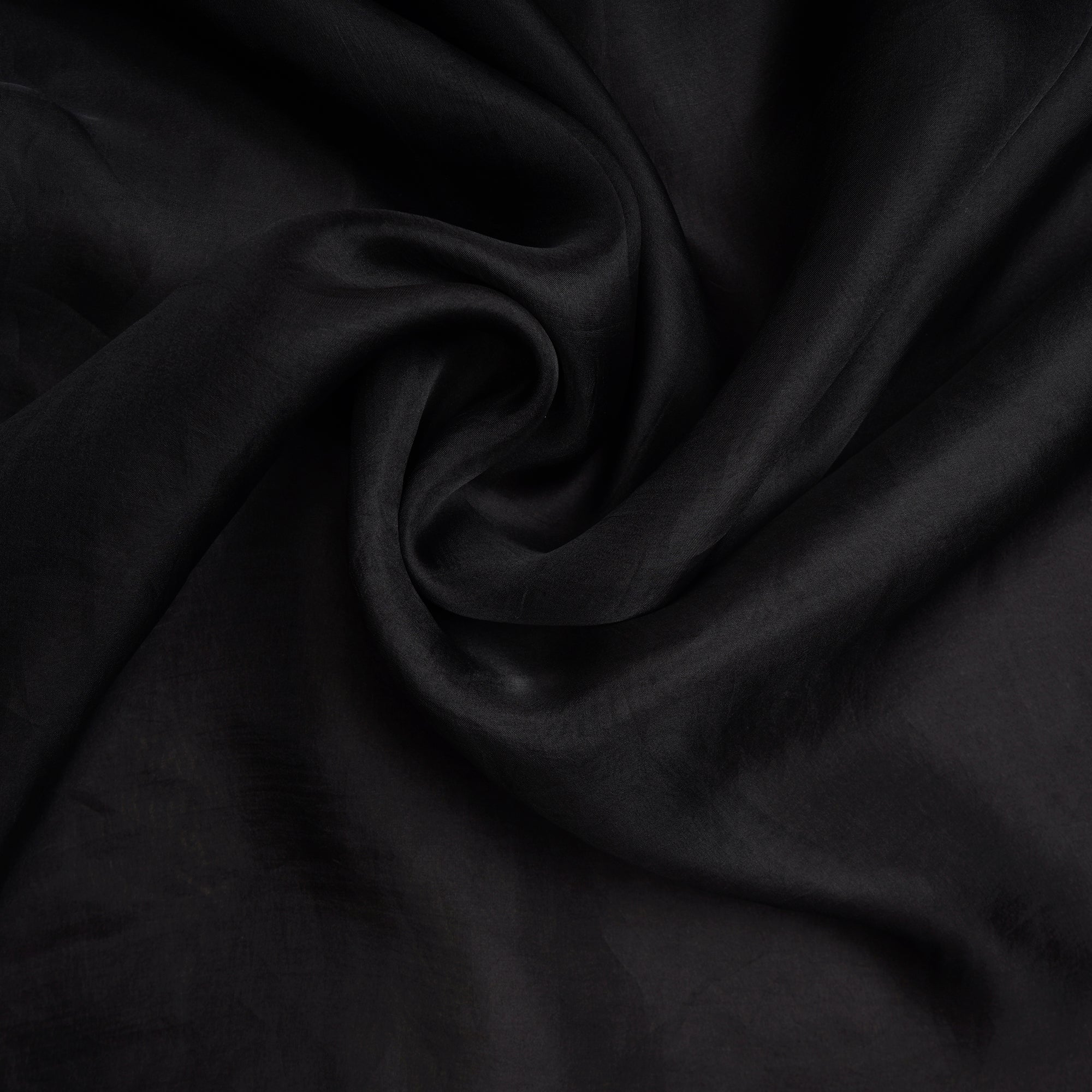 (Pre-Cut 4.60 Mtr)Black Piece Dyed Plain Organza Silk Fabric