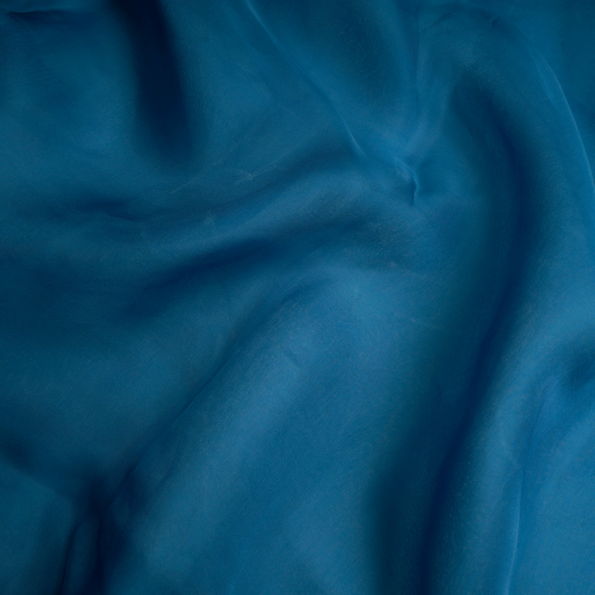 (Pre-Cut 1.40 Mtr)Tile Blue Piece Dyed Plain Organza Silk Fabric