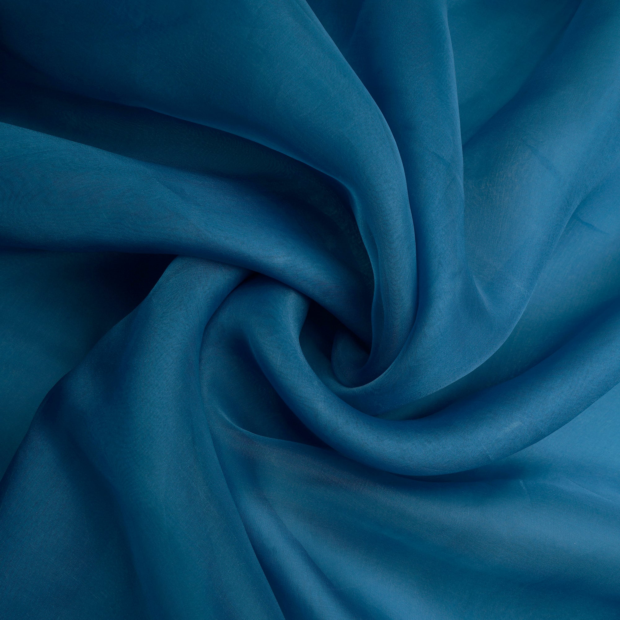 (Pre-Cut 1.40 Mtr)Tile Blue Piece Dyed Plain Organza Silk Fabric