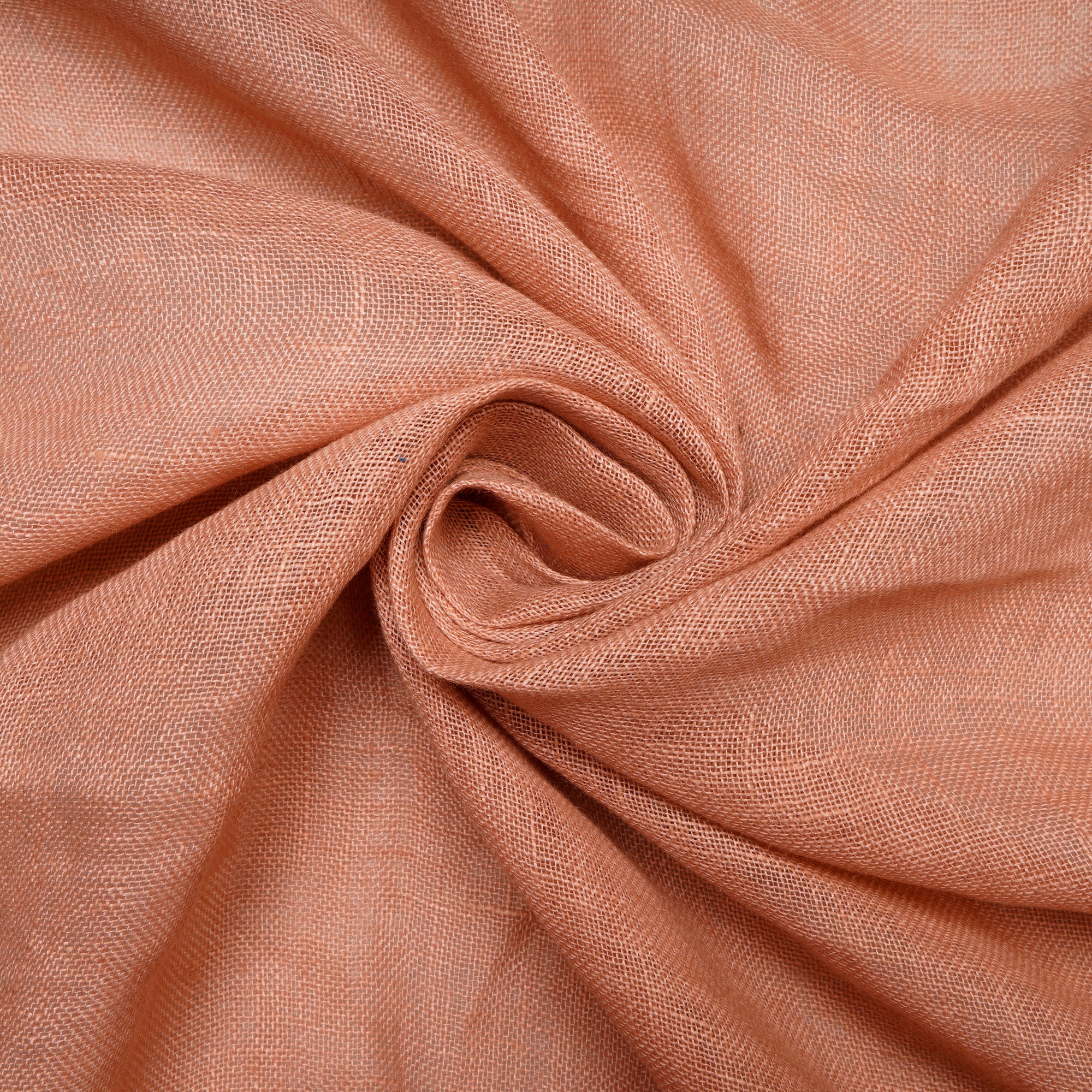 (Pre Cut 0.50 Mtr)Peachpuff Piece Dyed Gauge Linen Fabric with zari border