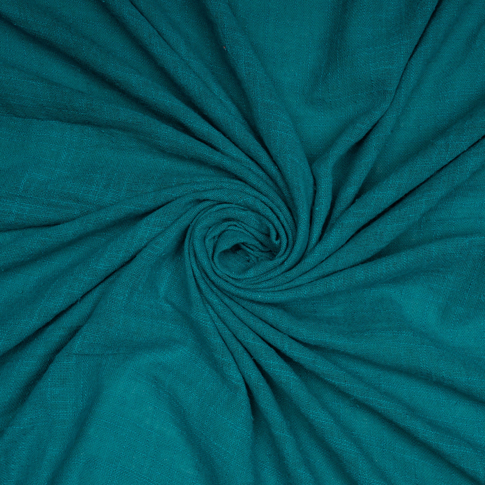 (Pre-Cut 1.00 Mtr) Rama Green Piece Dyed Plain Slub Cotton Fabric