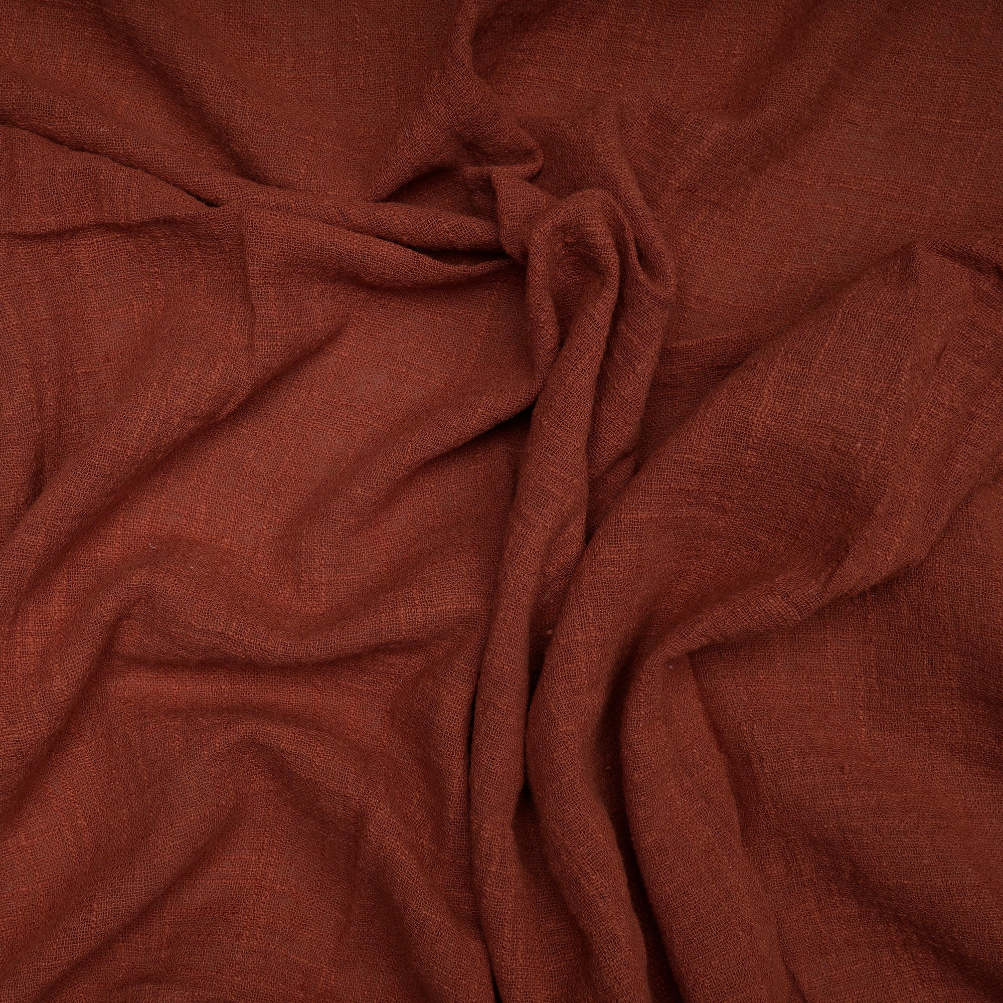 (Pre-Cut 1.00 Mtr)Brown Color Mill Dyed Cotton Viscose Slub Fabric