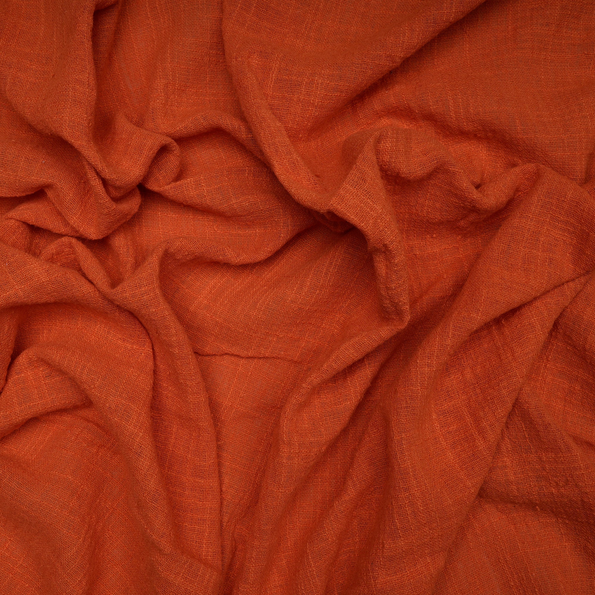 (Pre-Cut 1.00 Mtr)Orange Color Mill Dyed Cotton Viscose Slub Fabric