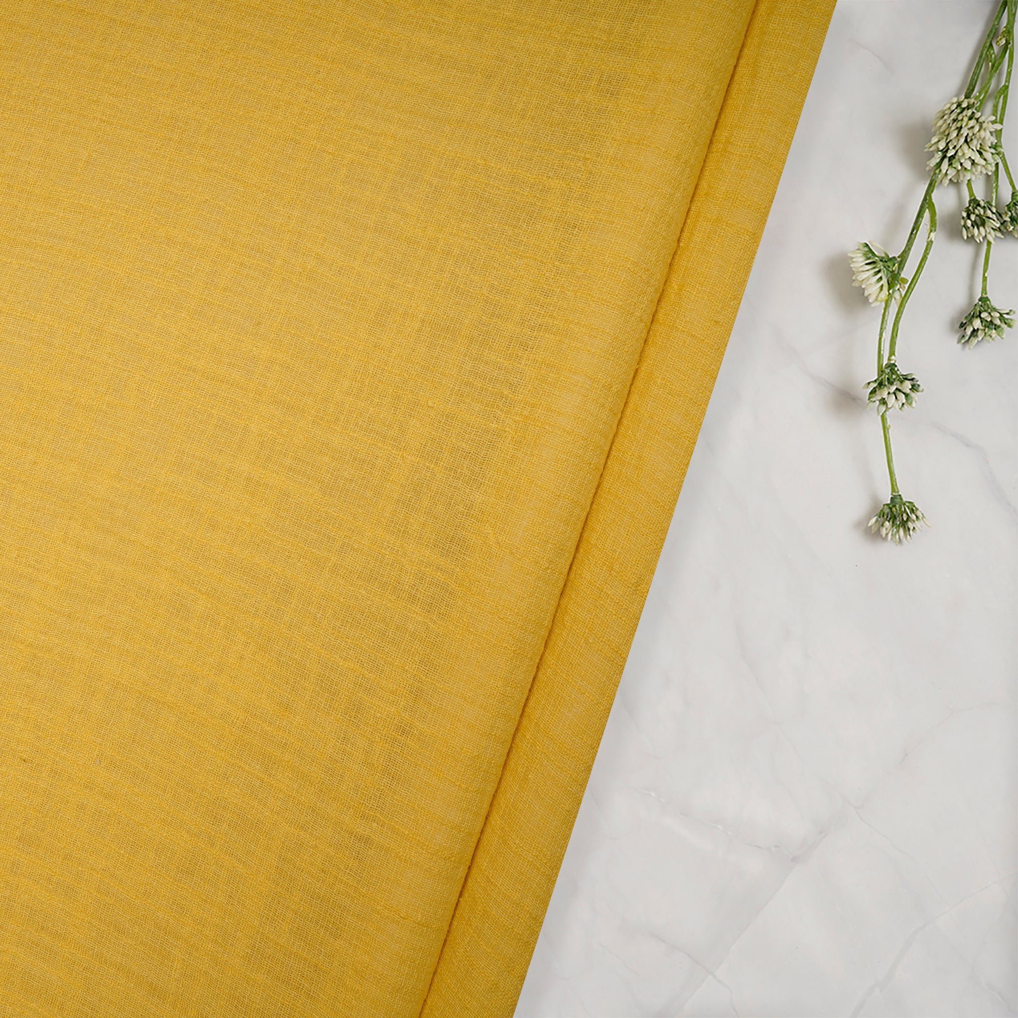 (Pre-Cut 1.60 Mtr)Yellow Mill Dyed Cotton Matka Fabric