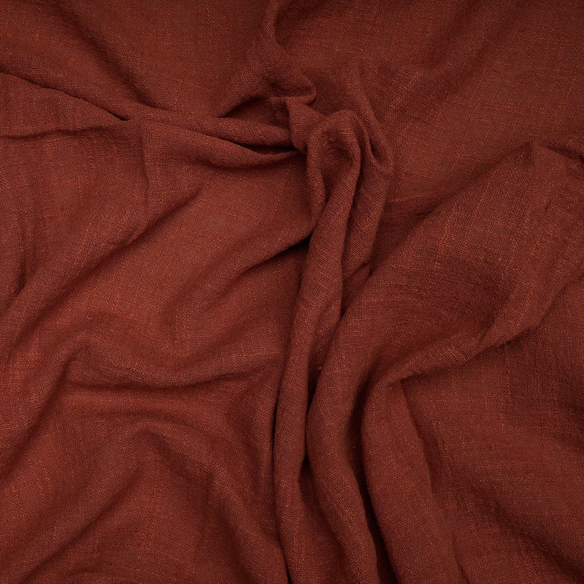 (Pre-Cut 2.10 Mtr)Brown Color Mill Dyed Cotton Viscose Slub Fabric