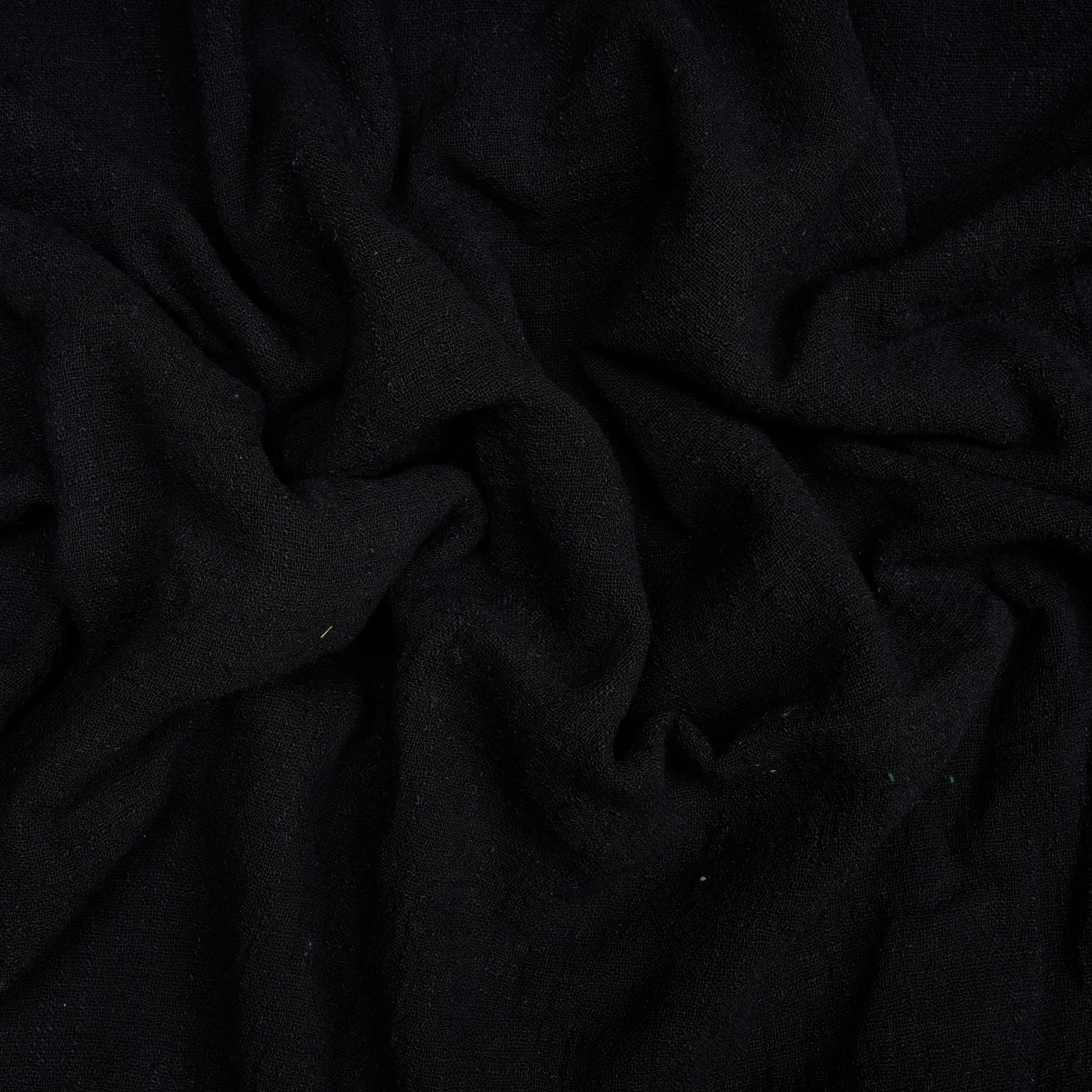 (Pre-Cut 3.00 Mtr)Black Color Cotton Viscose Slub Fabric