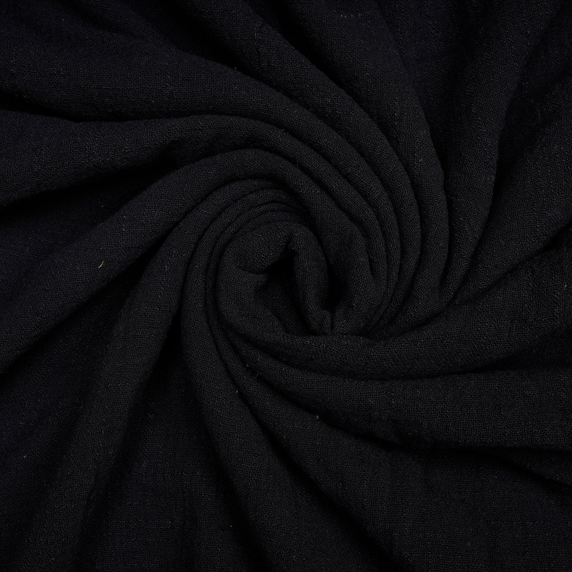 (Pre-Cut 3.00 Mtr)Black Color Cotton Viscose Slub Fabric