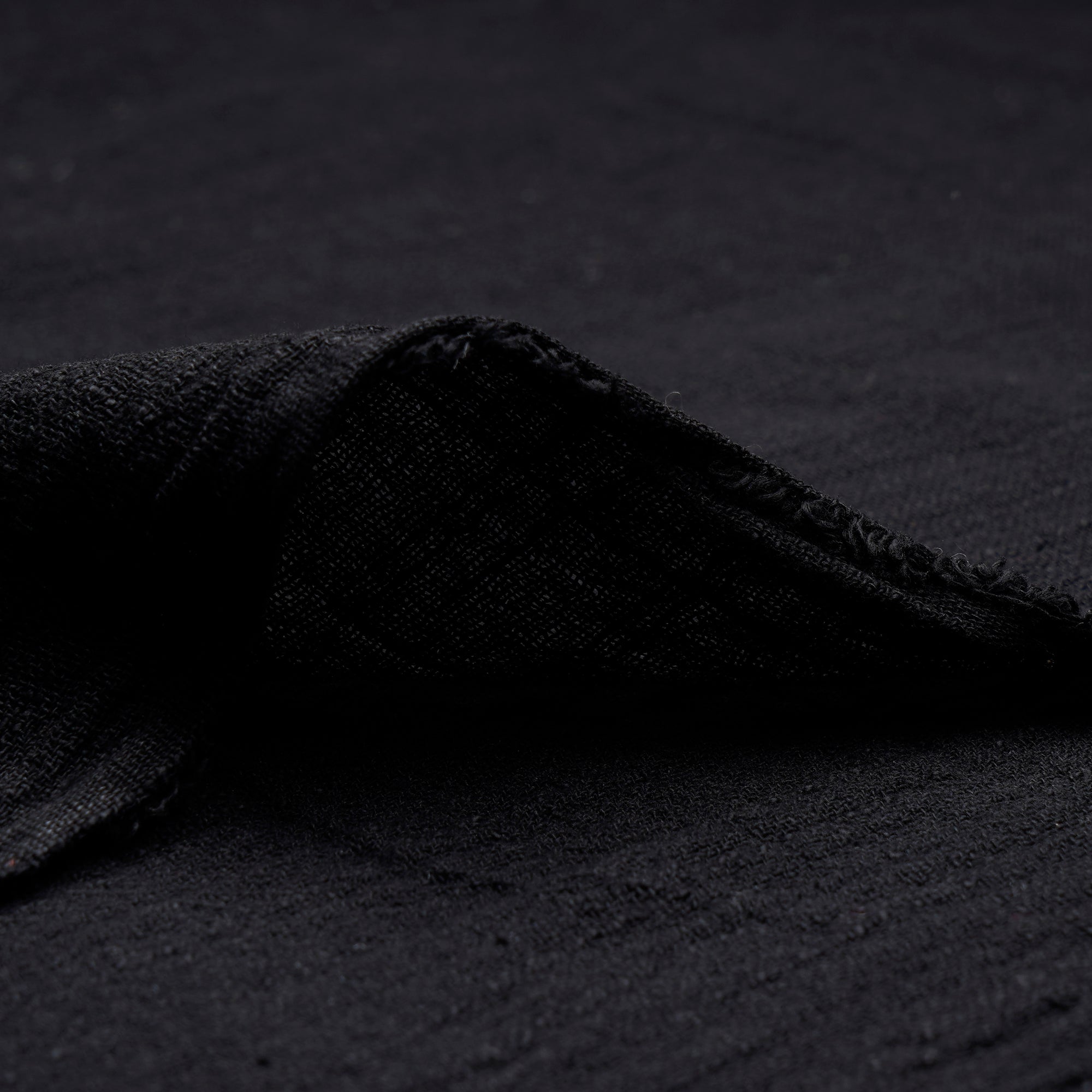 (Pre-Cut 3.00 Mtr)Black Color Cotton Viscose Slub Fabric