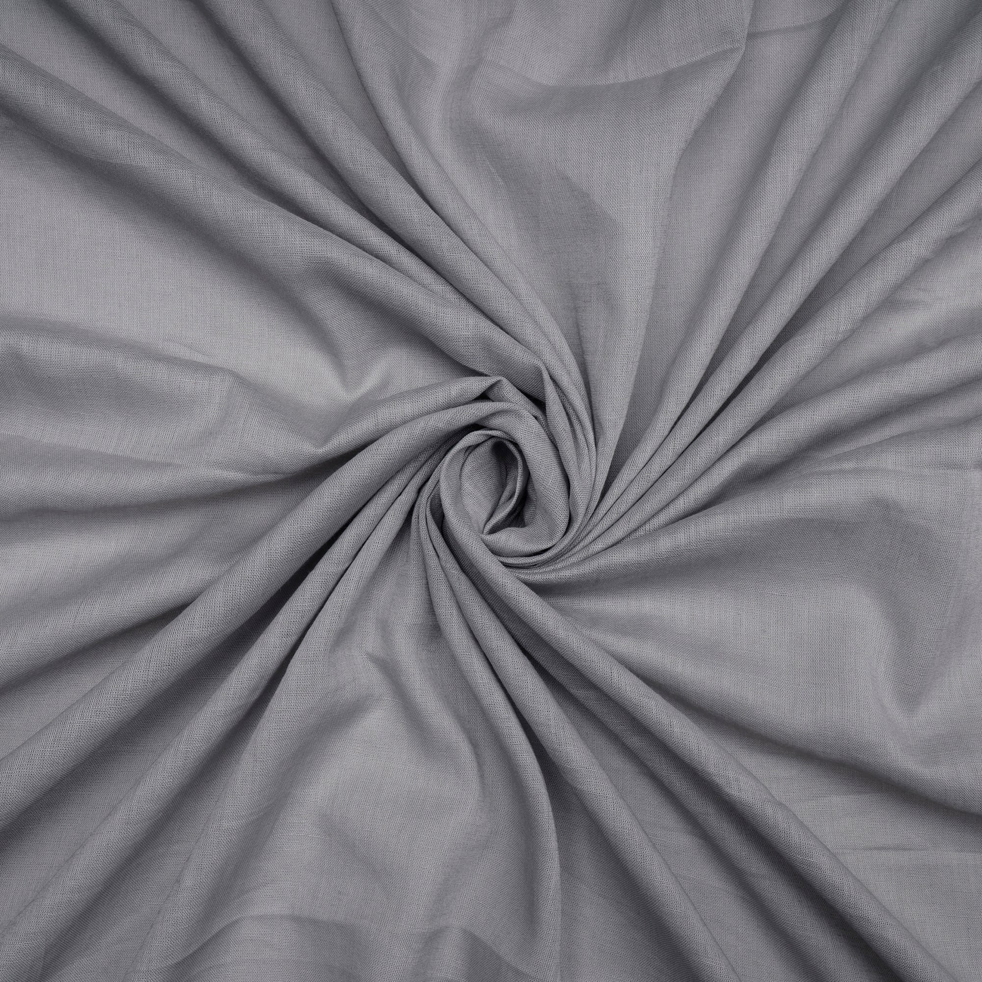 (Pre-Cut 0.90 Mtr)Grey Piece Dyed Fine Mulmul Cotton Fabric