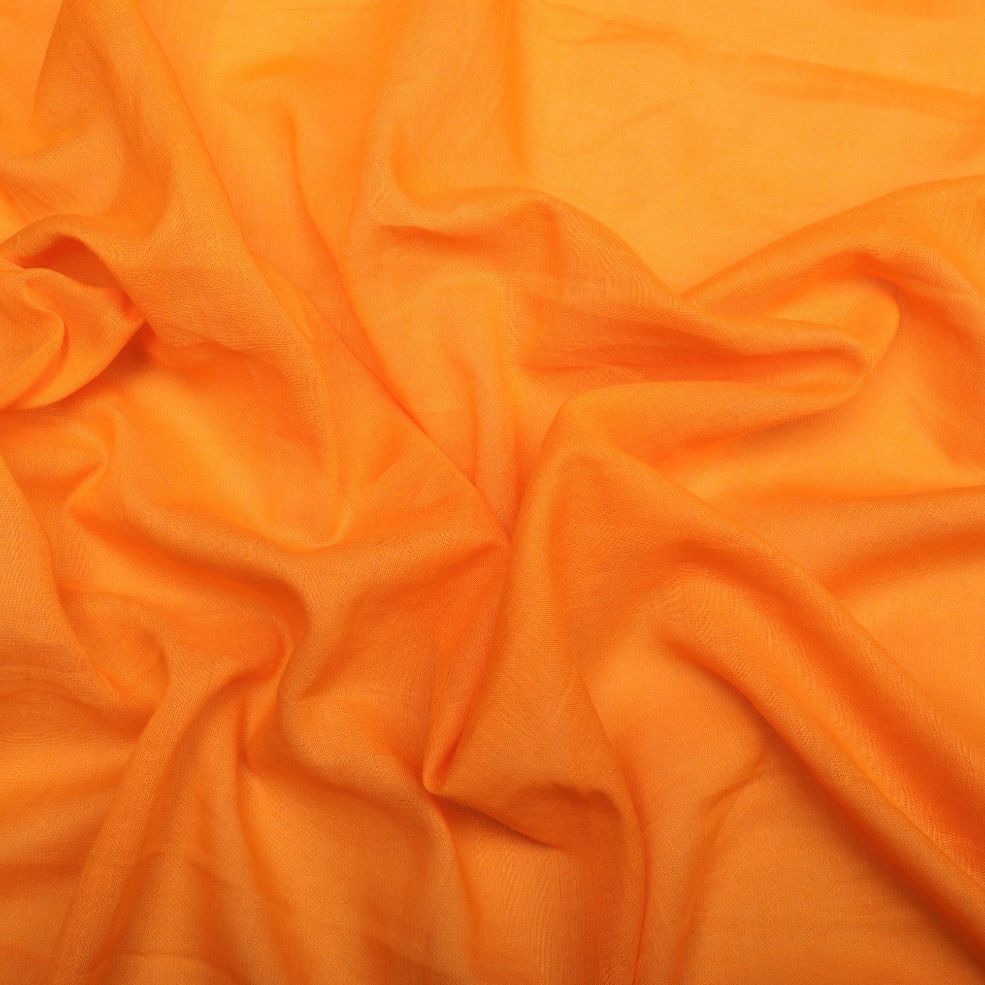 (Pre-Cut 1.10 Mtr)Orange Piece Dyed Cotton Mulmul Fabric