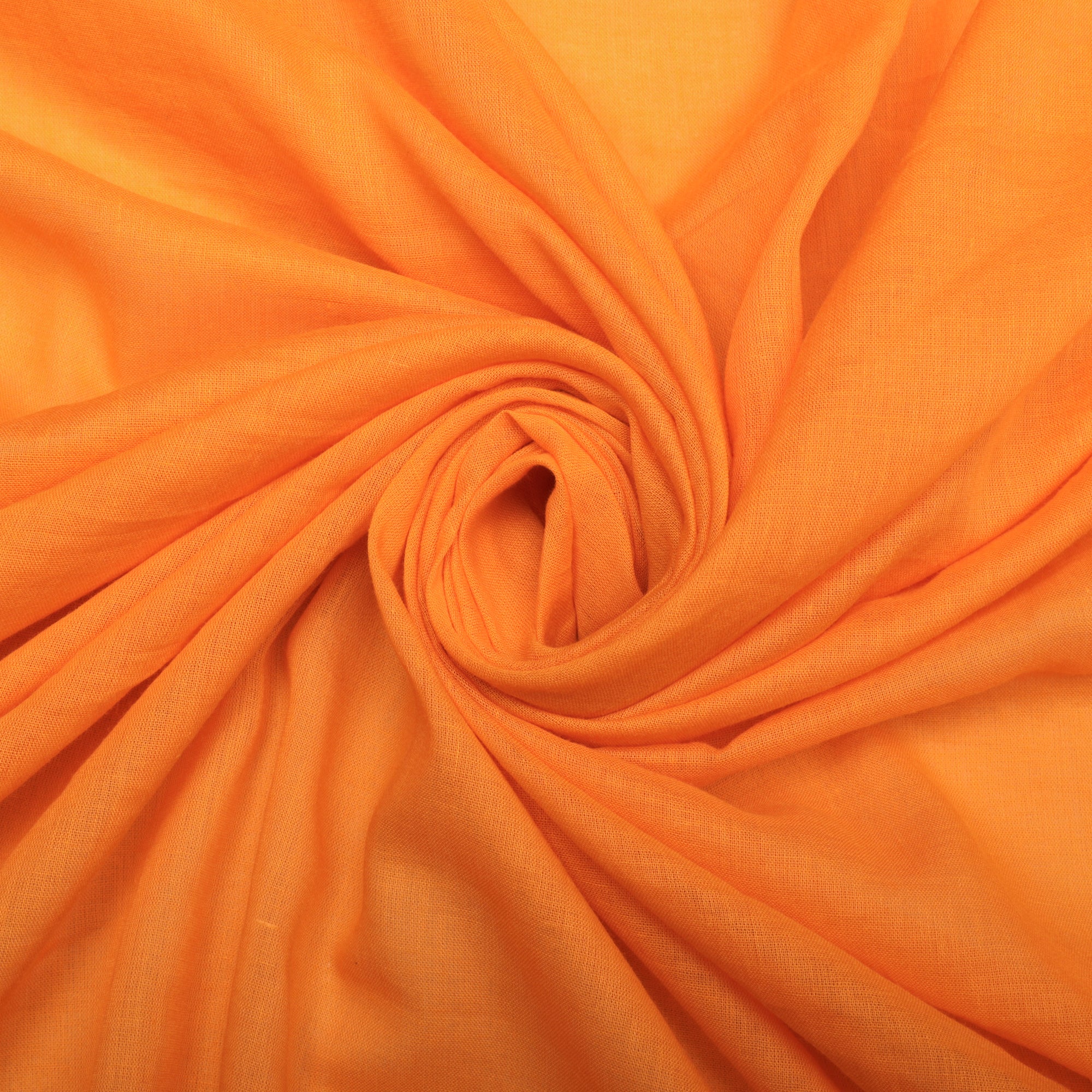 (Pre-Cut 1.10 Mtr)Orange Piece Dyed Cotton Mulmul Fabric