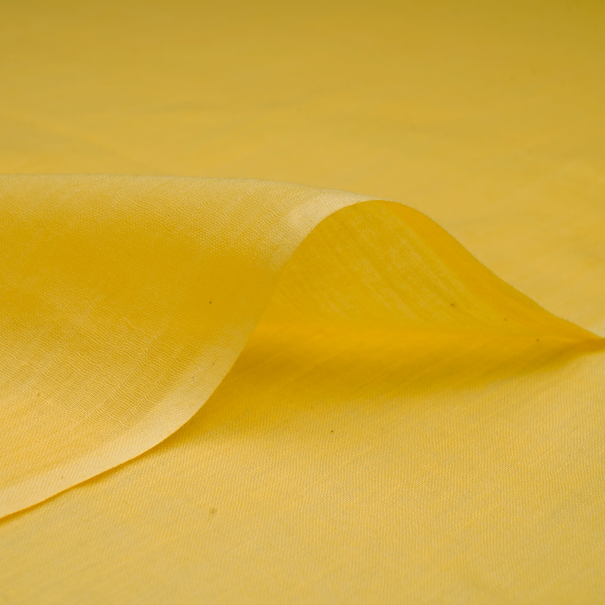 (Pre-Cut 2.00 Mtr)Yellow Piece Dyed Plain Voile Cotton Fabric