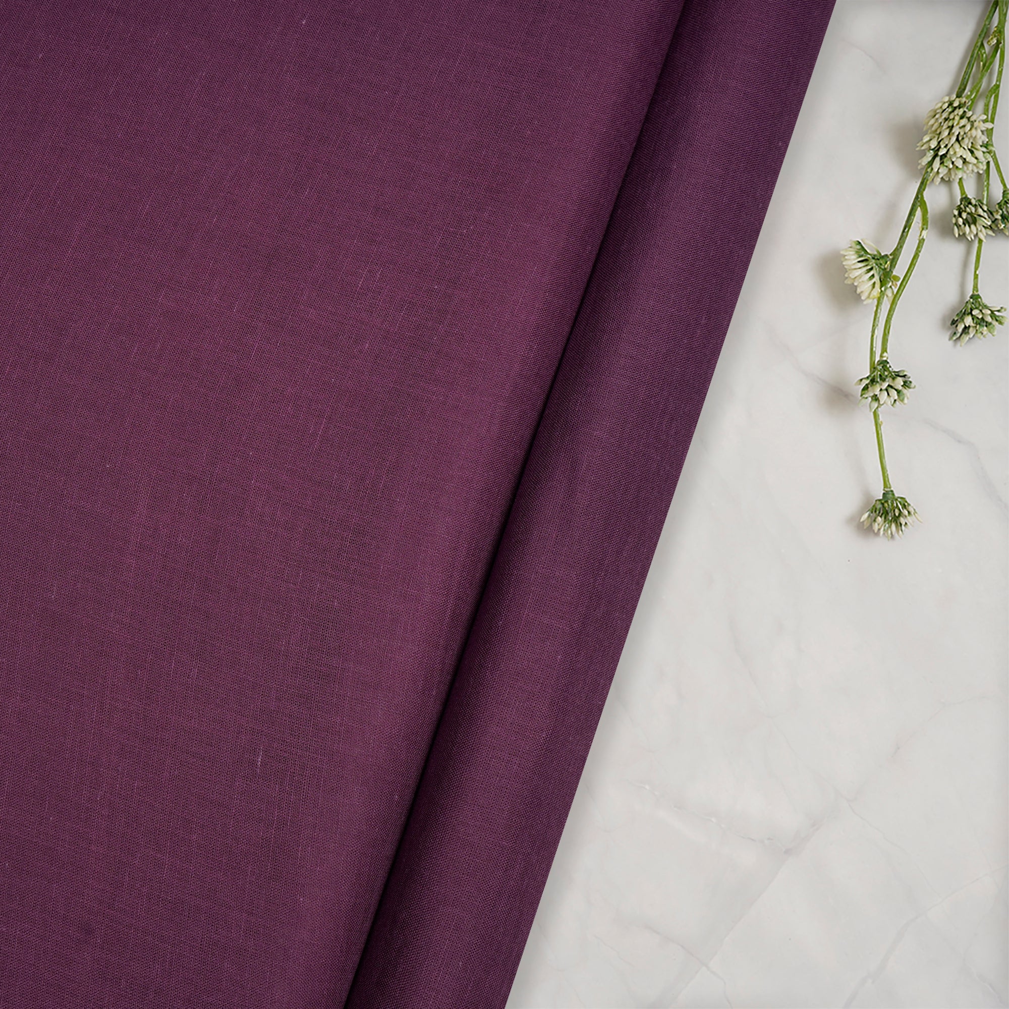 (Pre-Cut 2.60 Mtr)Purple Piece Dyed Plain Cotton Fabric