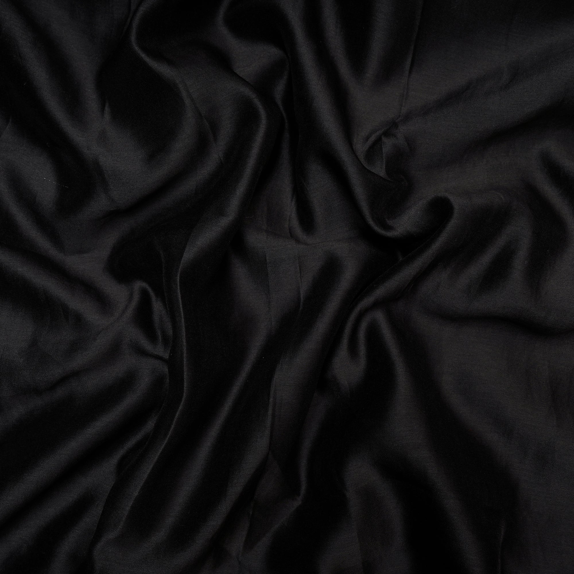 (Pre-Cut 1.00 Mtr) Black Piece Dyed Plain Chanderi Fabric