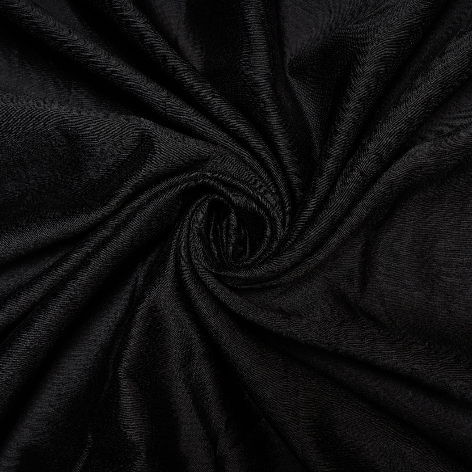 (Pre-Cut 1.00 Mtr) Black Piece Dyed Plain Chanderi Fabric