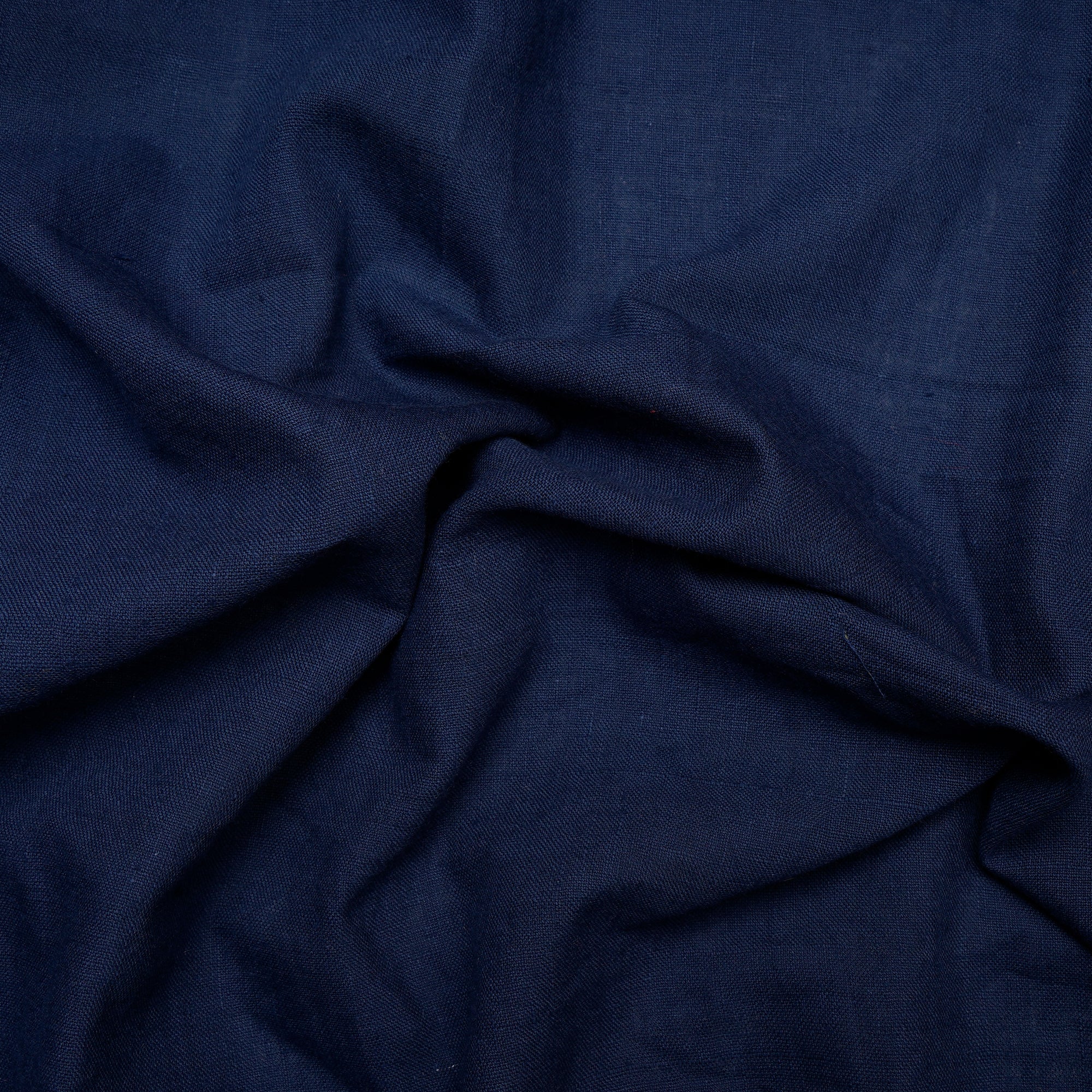 (Pre Cut 0.70 Mtr )Navy Handwoven Handspun Cotton Fabric