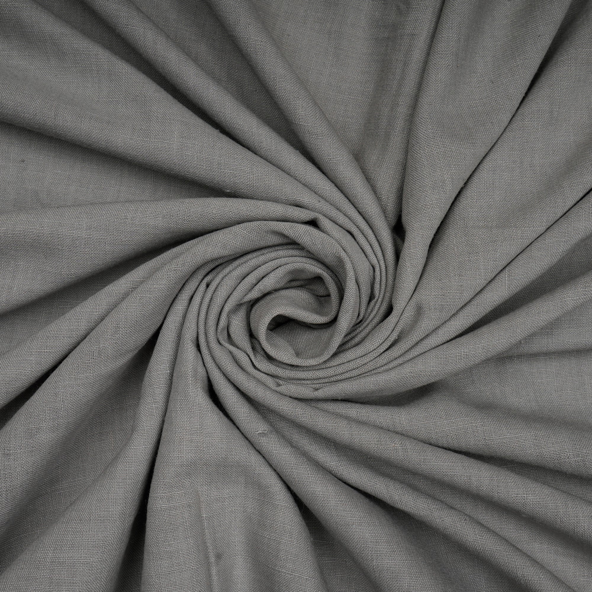 (Pre-Cut 1.65 Mtr)Grey Piece Dyed Plain Cotton Fabric