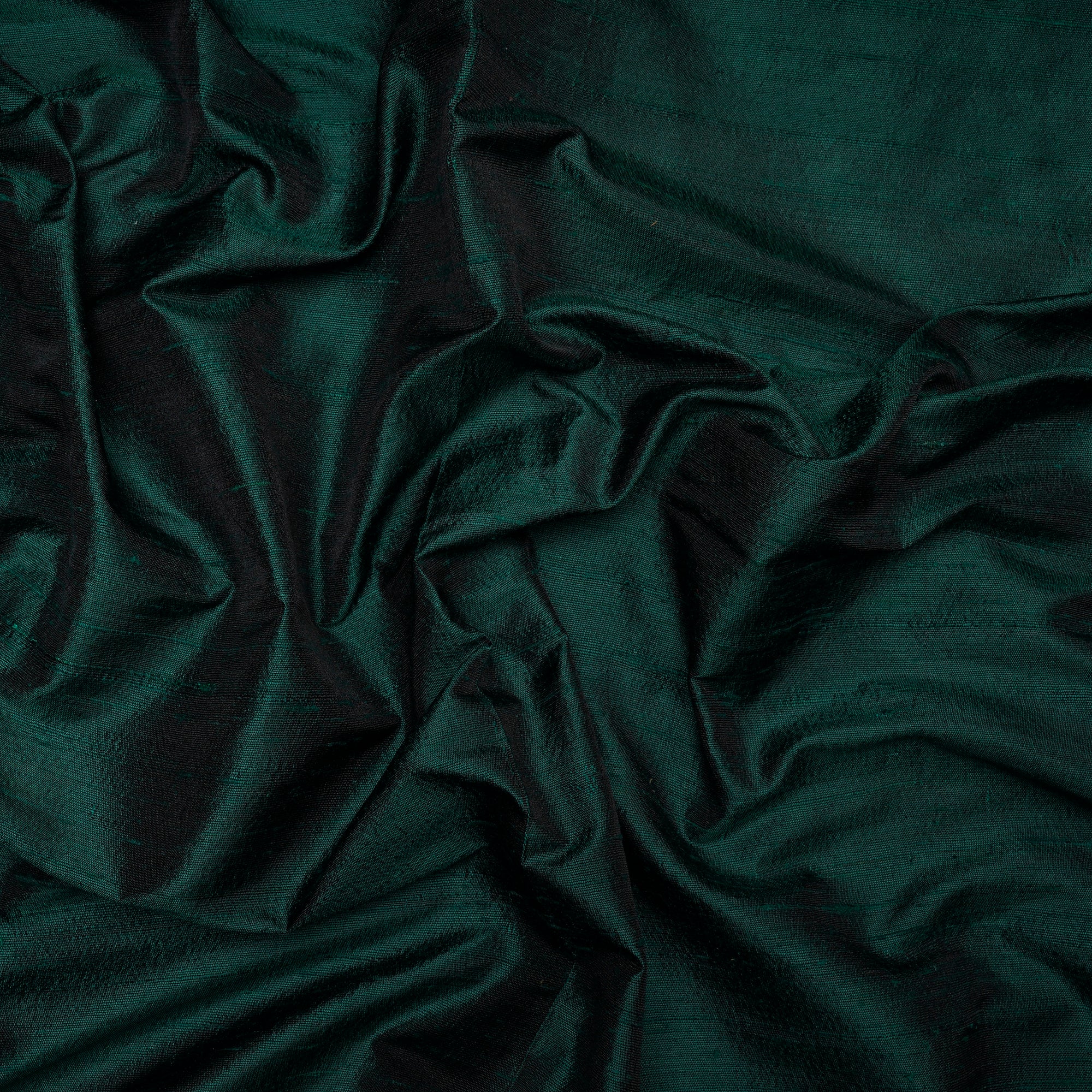 (Pre Cut 0.50 Mtr )Dark Green Blended Dupion Silk Fabric