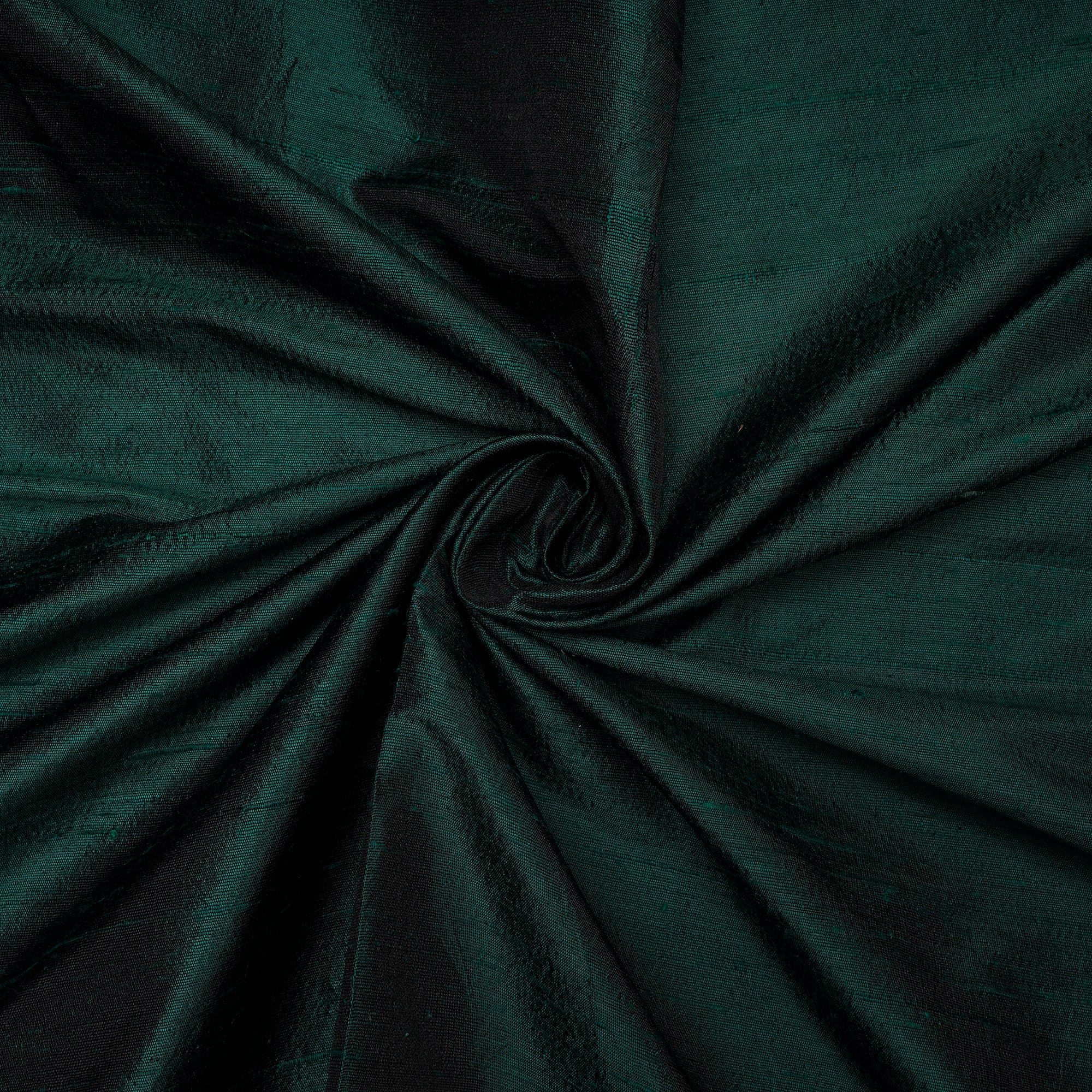 (Pre Cut 0.50 Mtr )Dark Green Blended Dupion Silk Fabric