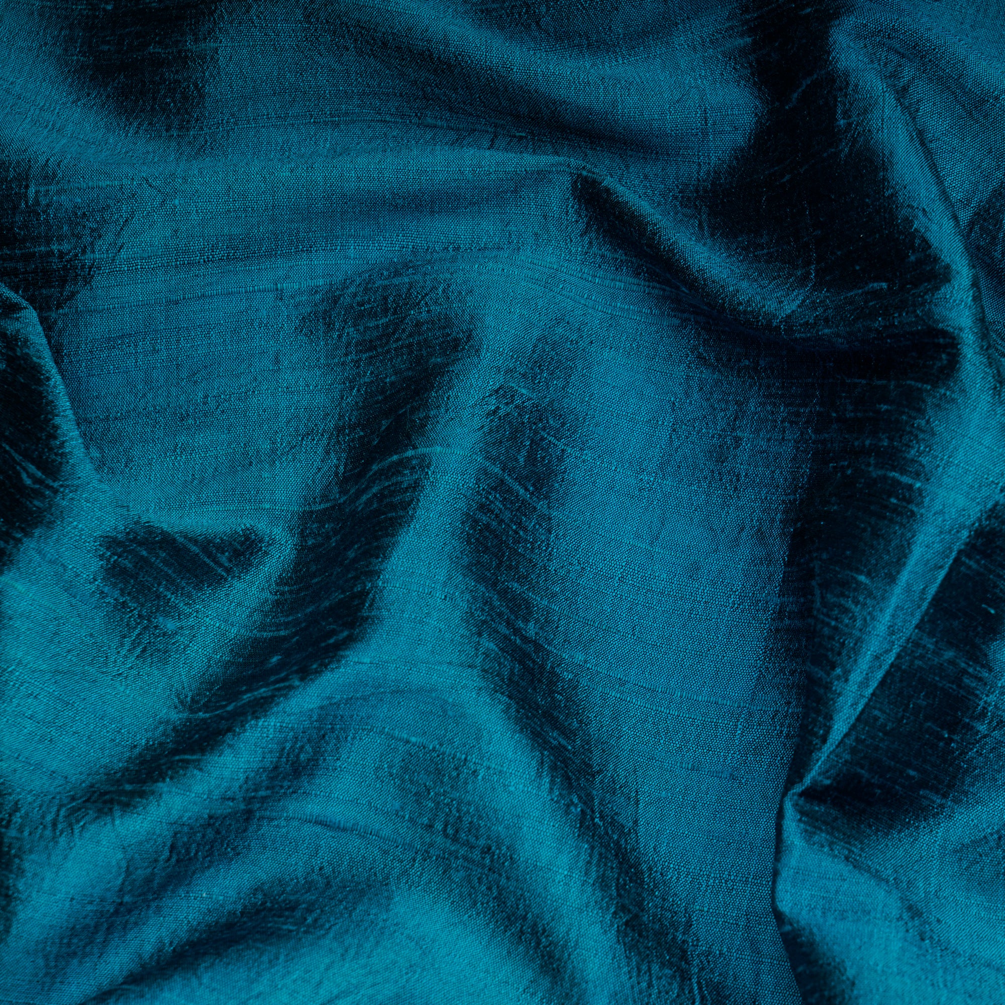 (Pre-Cut 0.75 Mtr)Fjord Blue Piece Dyed Blended Dupion Silk Fabric