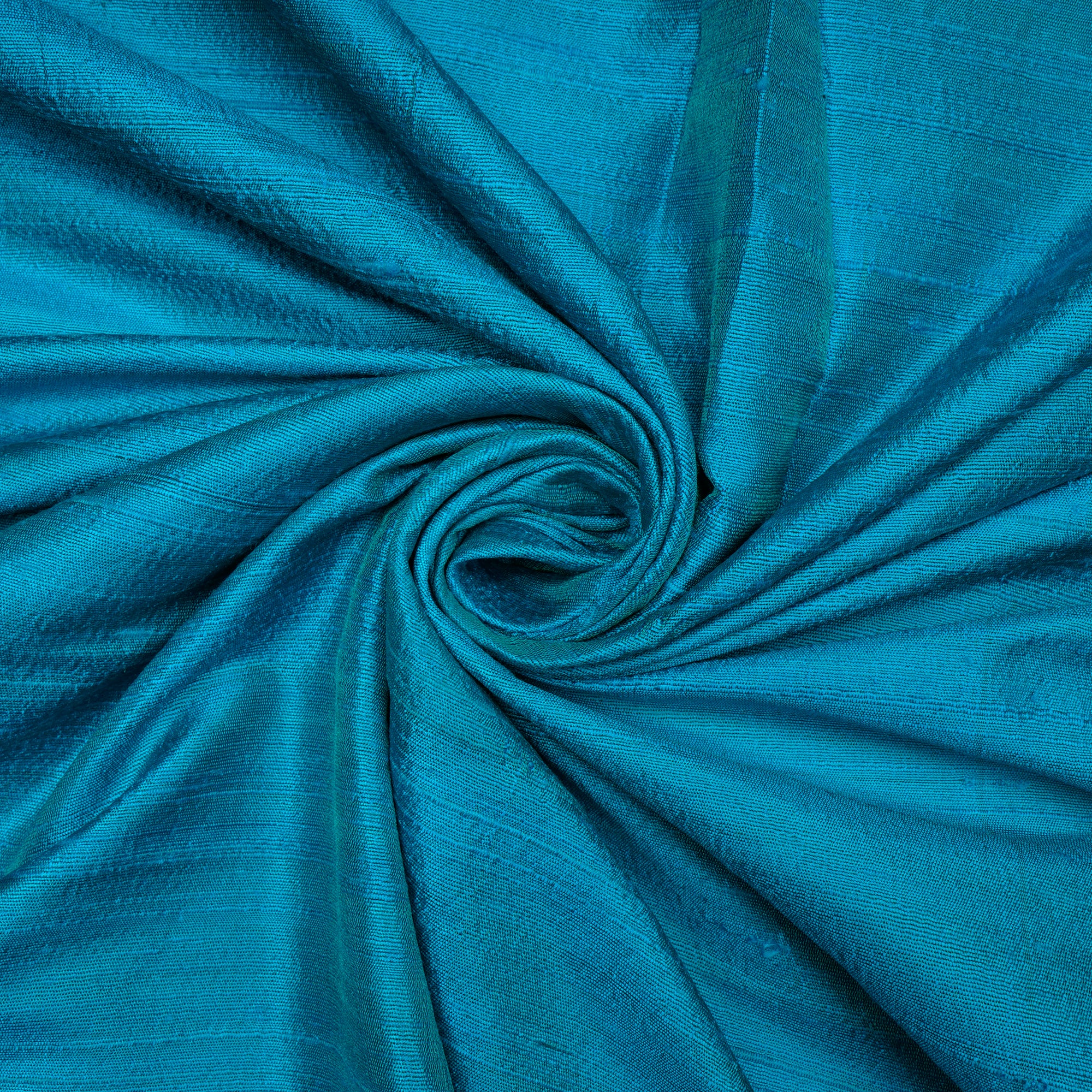 (Pre-Cut 1.85 Mtr)Blue Piece Dyed Blended Dupion Silk Fabric