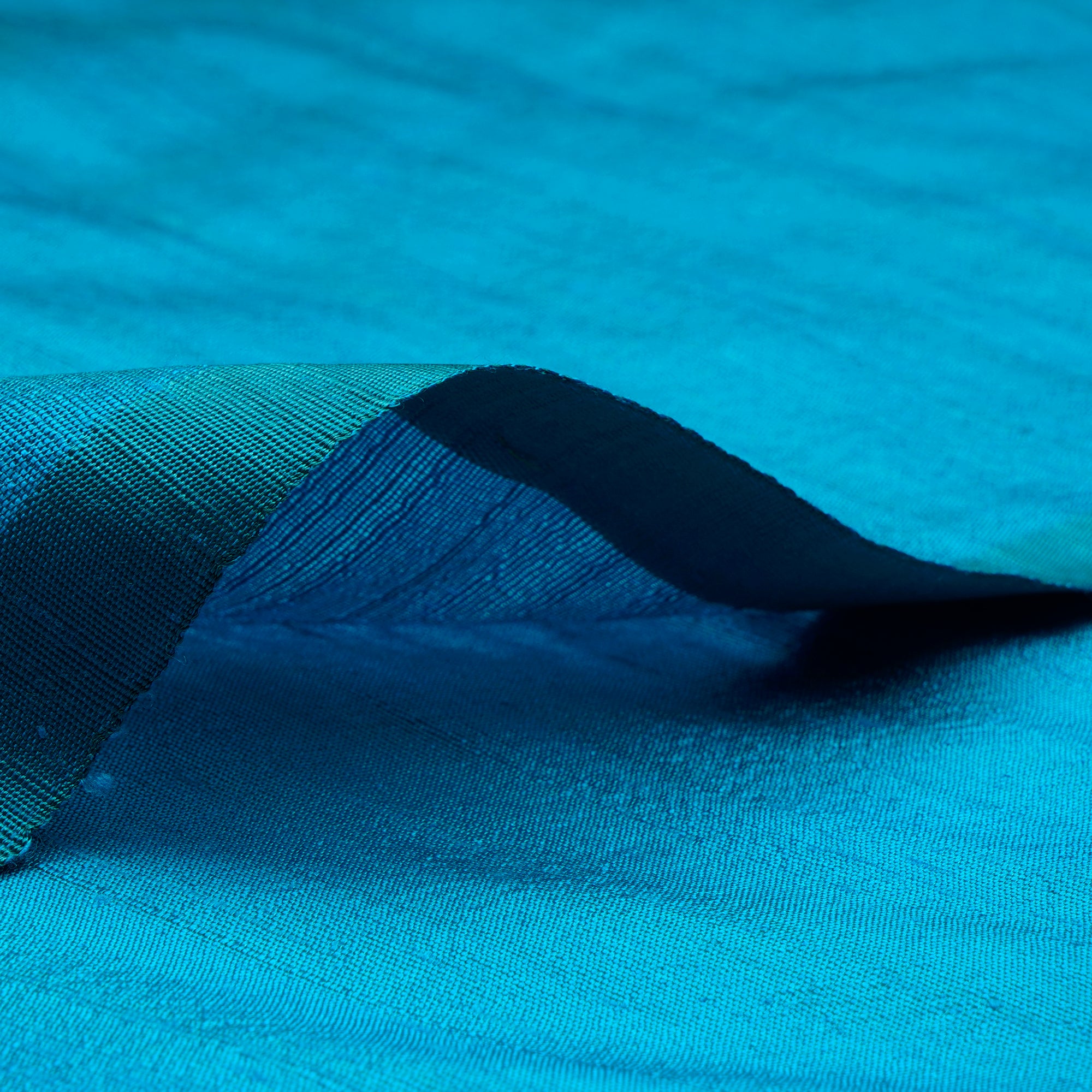 (Pre-Cut 1.85 Mtr)Blue Piece Dyed Blended Dupion Silk Fabric