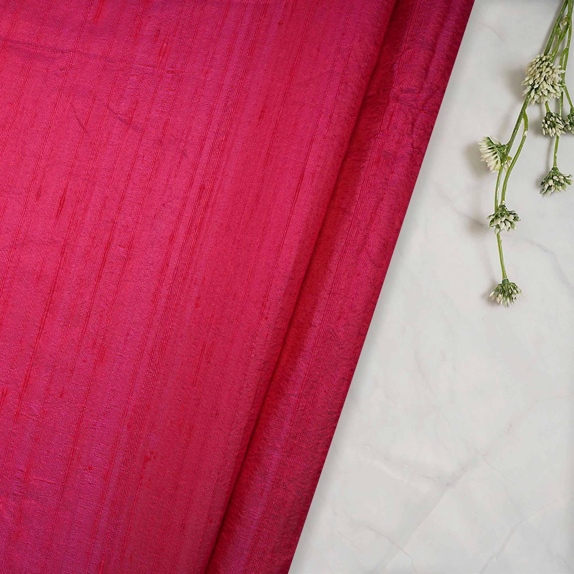 (Pre-Cut 2.40 Mtr)Pink Color Blended Dupion Silk Fabric