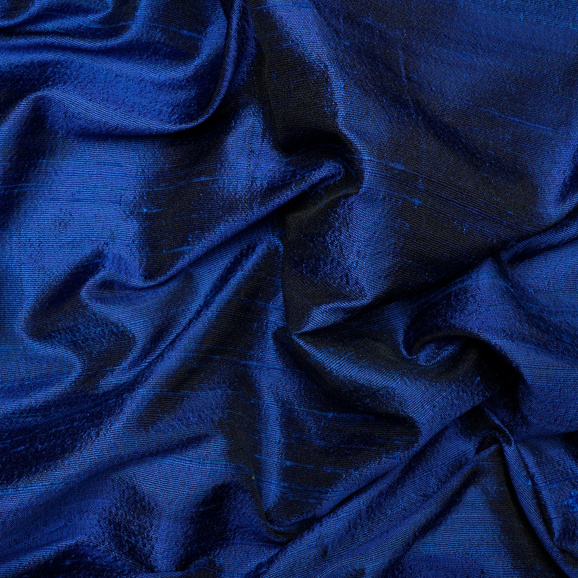 (Pre-Cut 3.40 Mtr) Blue Piece Dyed Plain Blended Dupion Silk Fabric
